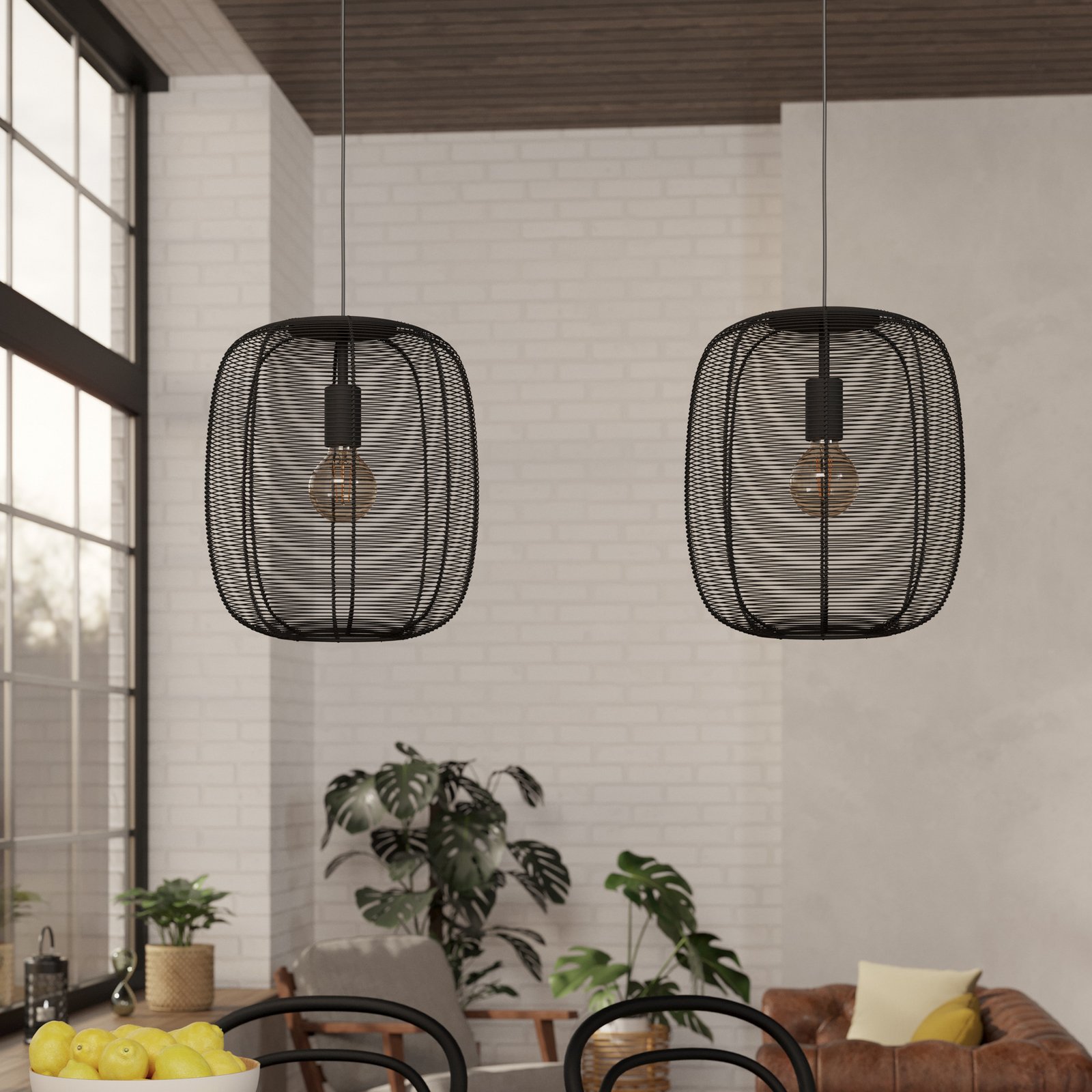 Rinroe-riippuvalaisin, pituus 90 cm, musta, 2-valo, teräs