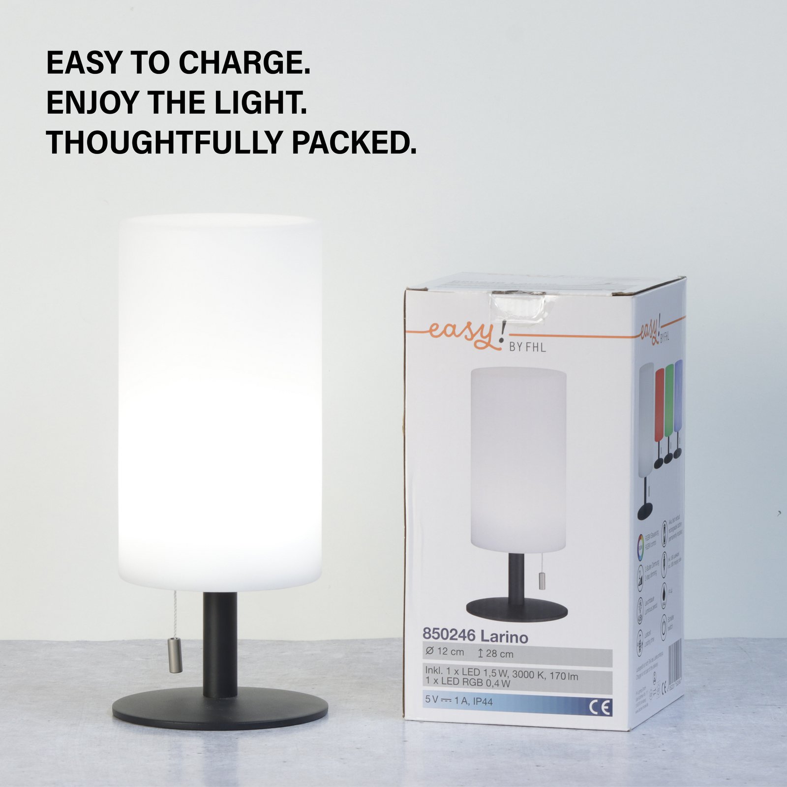 Lampe à poser LED rechargeable Larino, hauteur 28 cm Lampe à poser LED rechargeable Larino, hauteur 28 cm