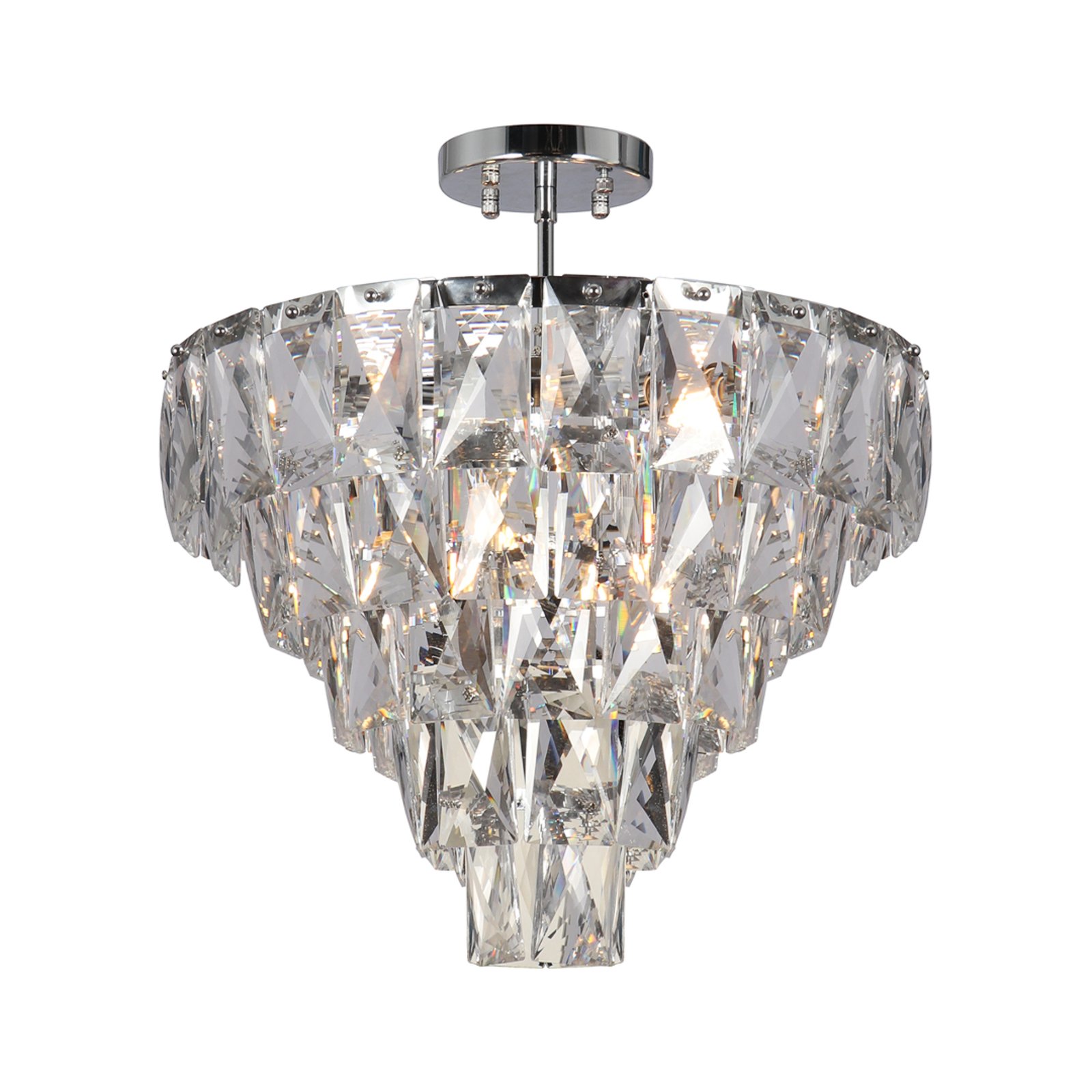 Plafondlamp Chelsea metaal chroomkleurige glazen kristallen Ø 50 cm