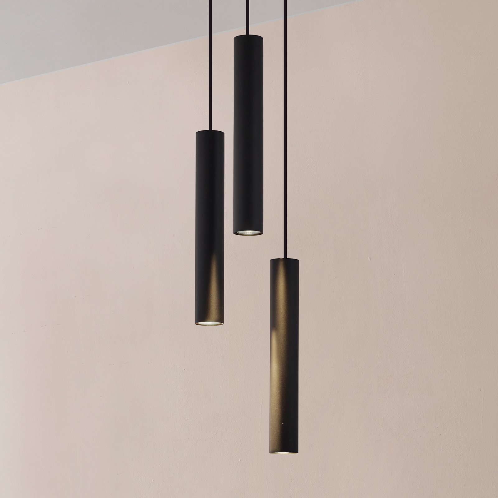 Lampa wisząca Lindby Joffrey, Ø 24 cm, czarna, 3-punktowa, GU10