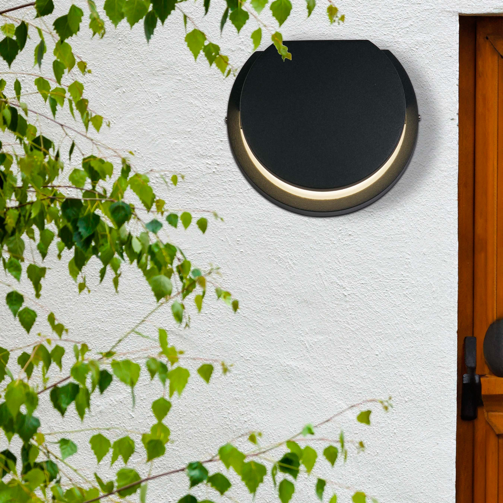 Utendørs LED-vegglampe, Chiswick, svart, bredde 14 cm, metall