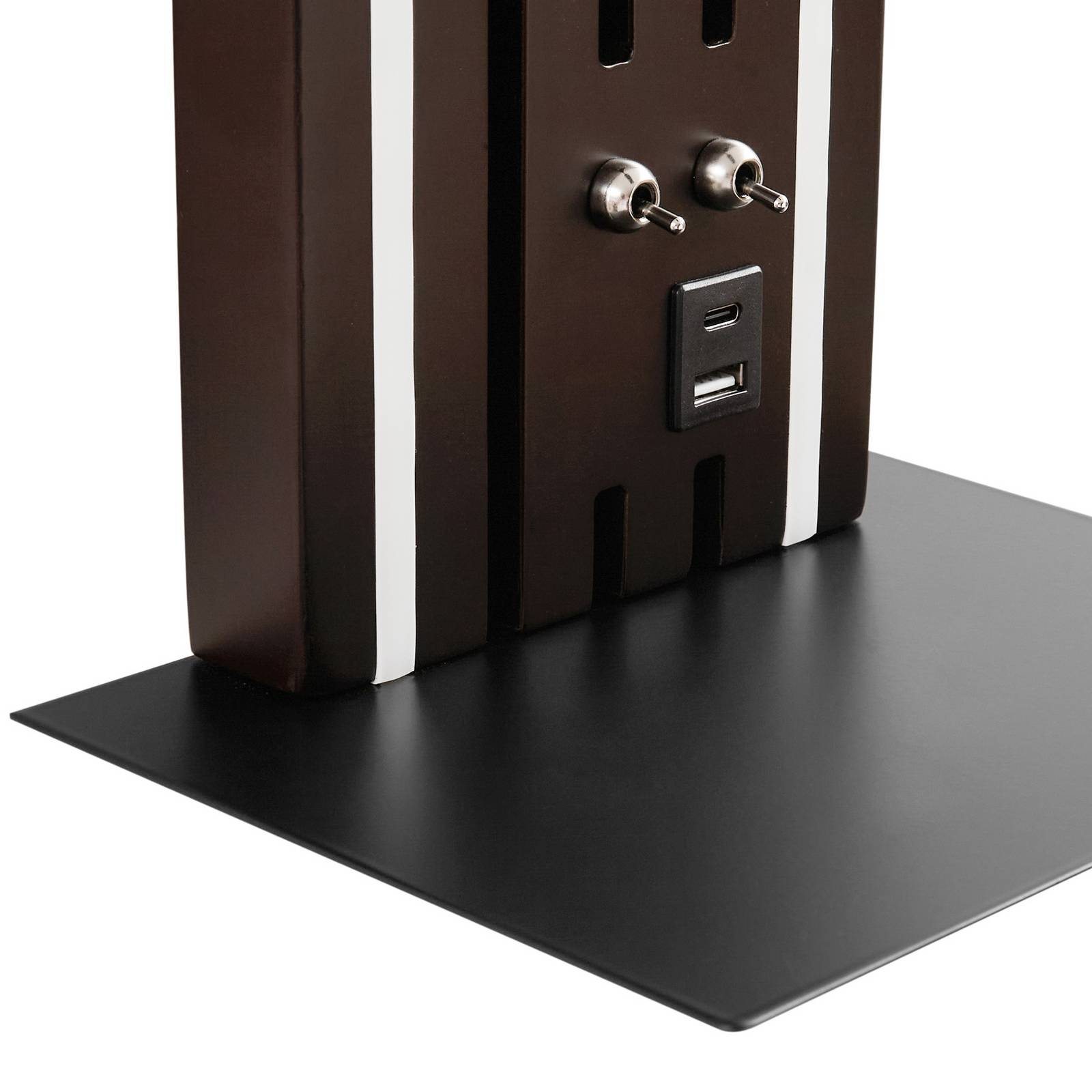 Kinkiet LED Lucande Tiron, wysokość 35 cm, dąb, USB