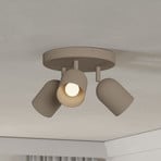Deckenstrahler Tilston, beige, Ø 25 cm, 3-flammig, Stahl