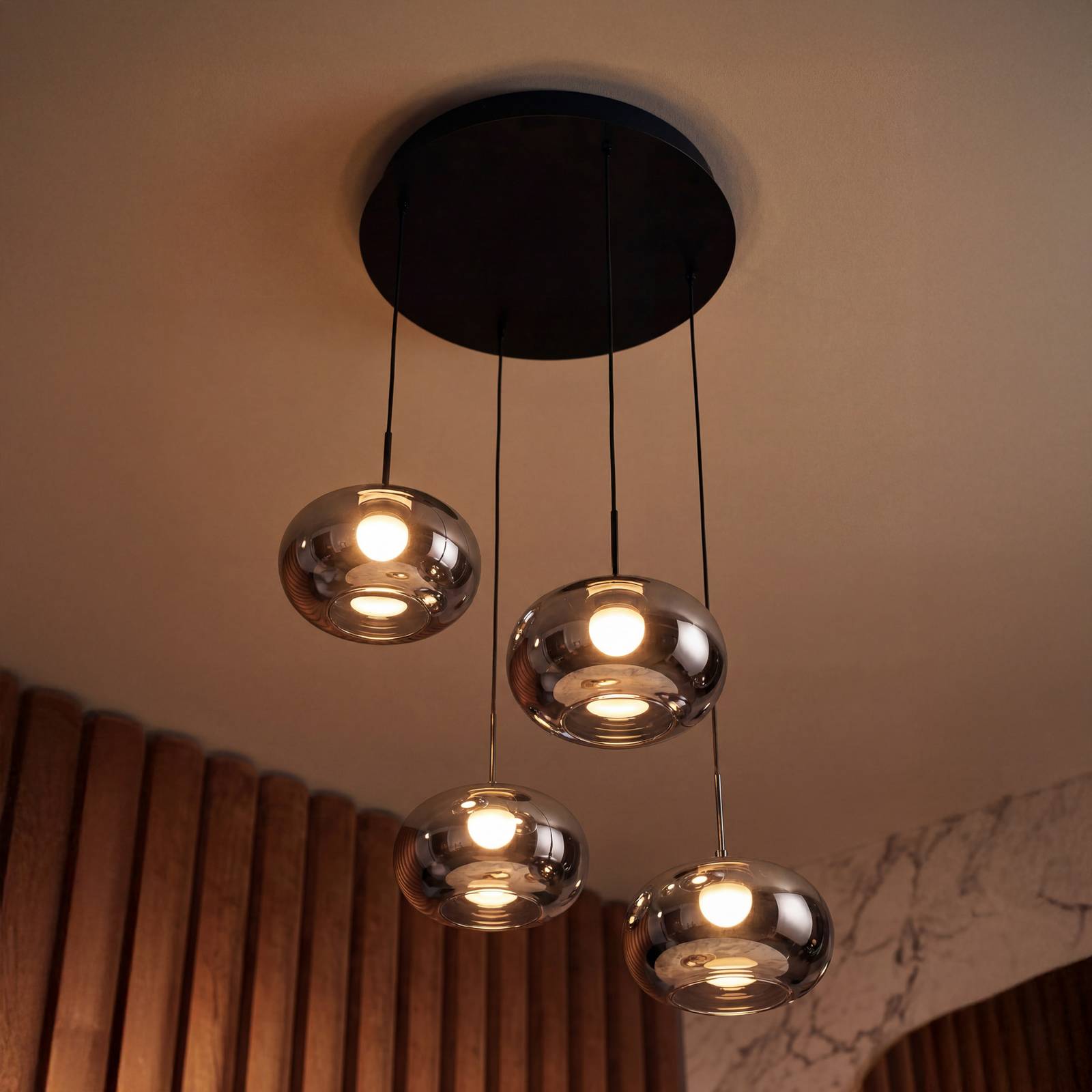 Żyrandol LED OSRAM Decor Satellite, szara, Ø 56 cm, 4-punktowy, CCT
