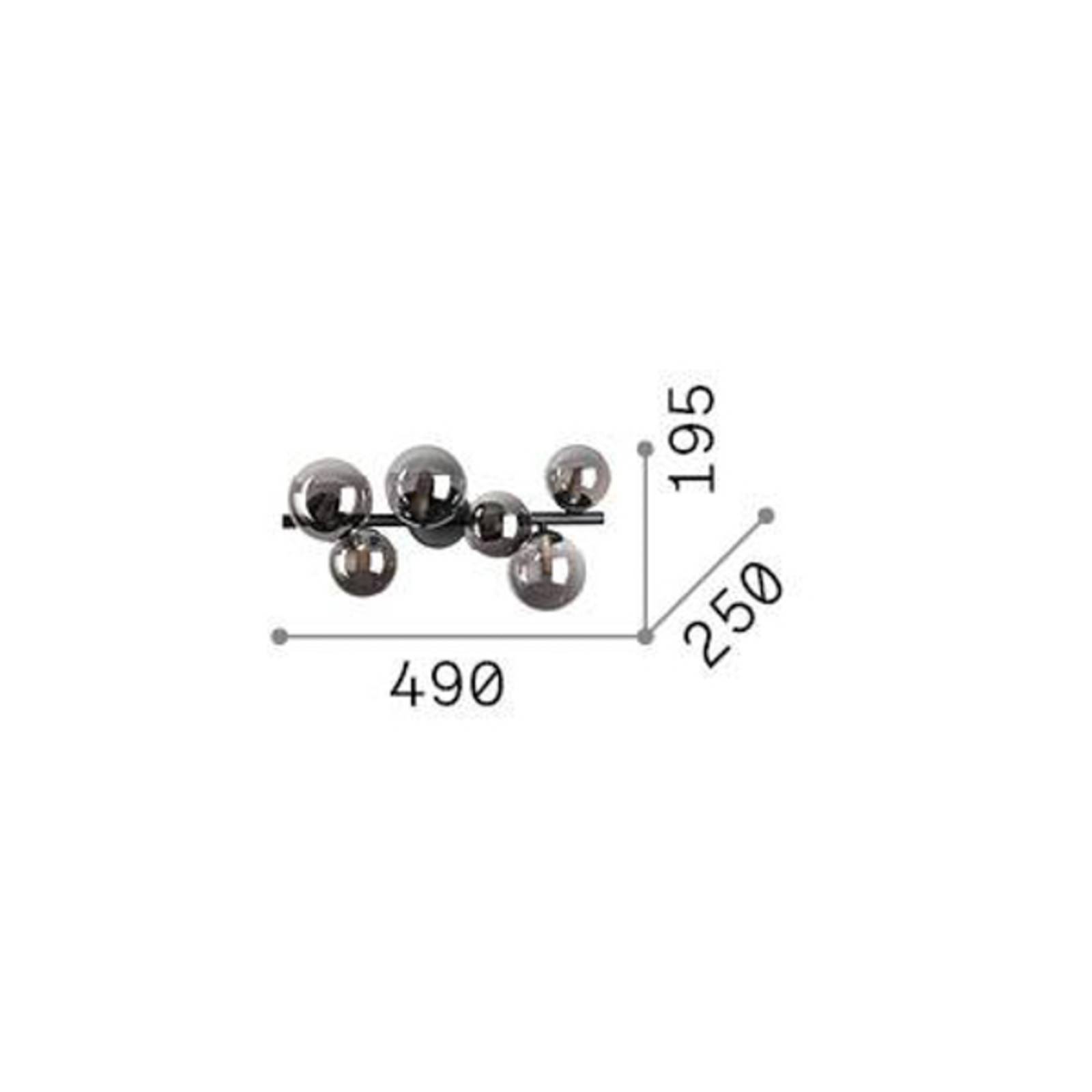 Image of Ideallux Ideal Lux plafoniera Perlage, grigio fumo, vetro, a 6 luci