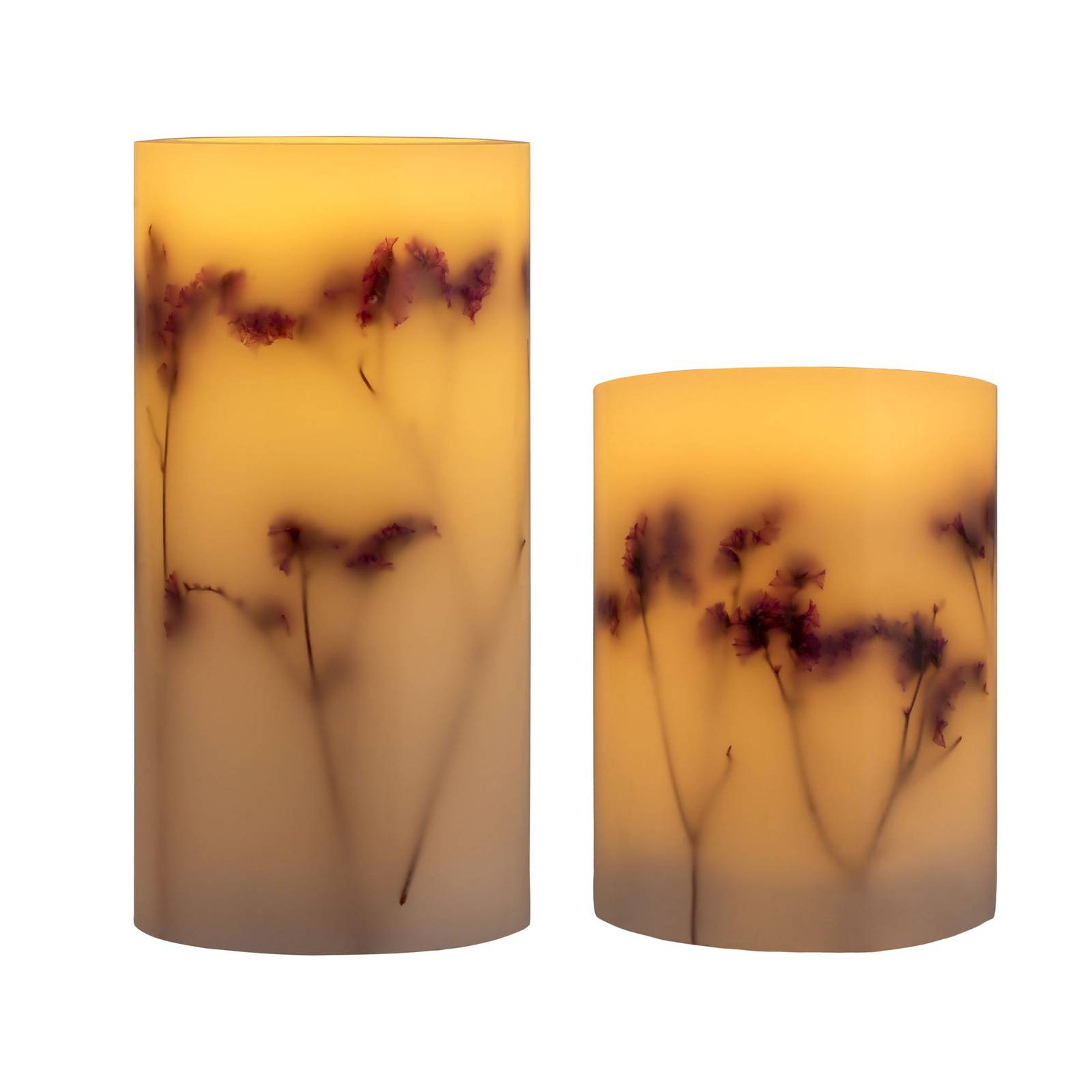 Pauleen Shiny Bloom Candle LED candle set of 2, wax, 0.2 W, H: 15 cm