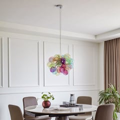 Lucande lampada a sospensione Diborah, Ø 50 cm, colorato, vetro, G9
