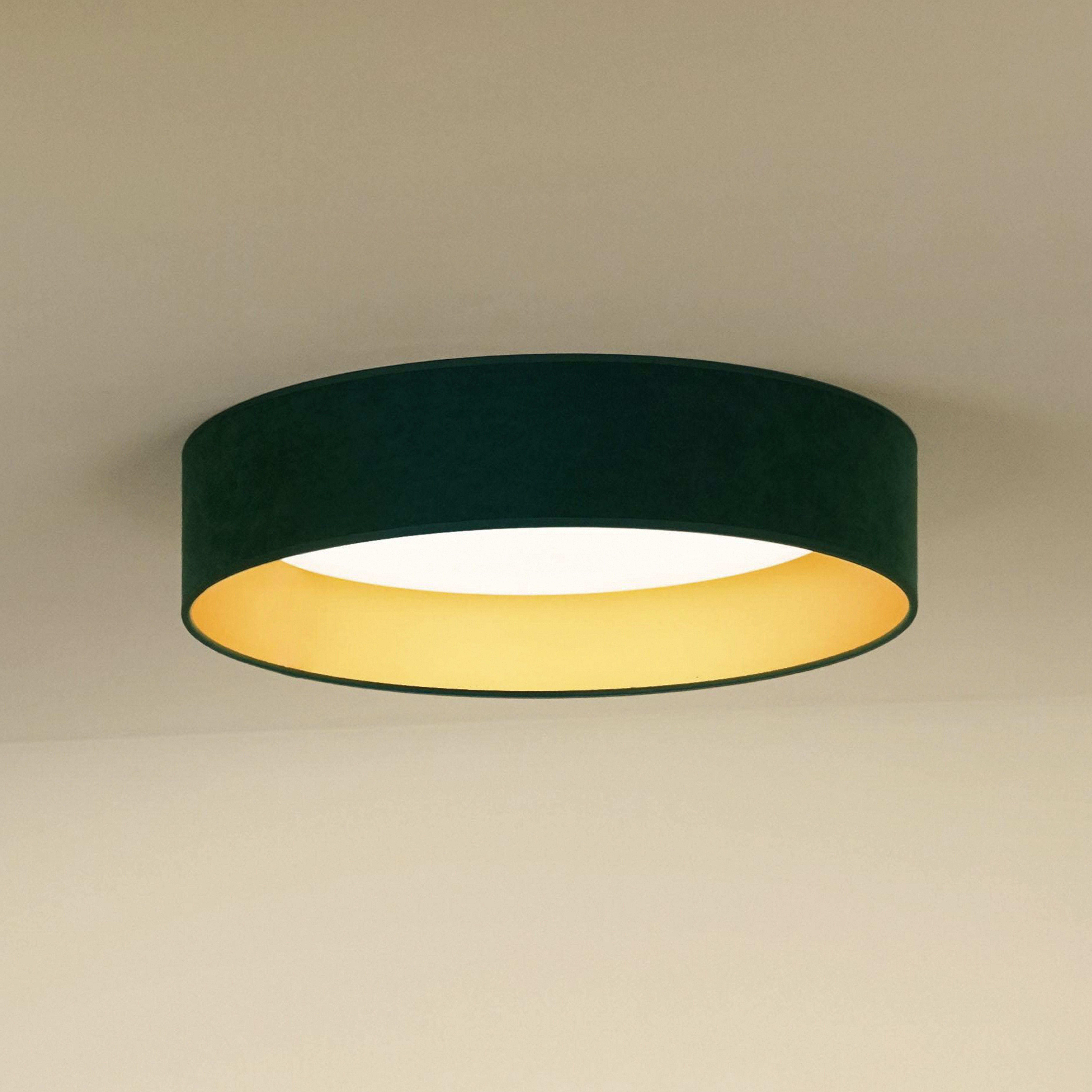 LED griestu lampa Plafond, samta zaļa, Ø 45 cm, 3 pakāpju dimmeris