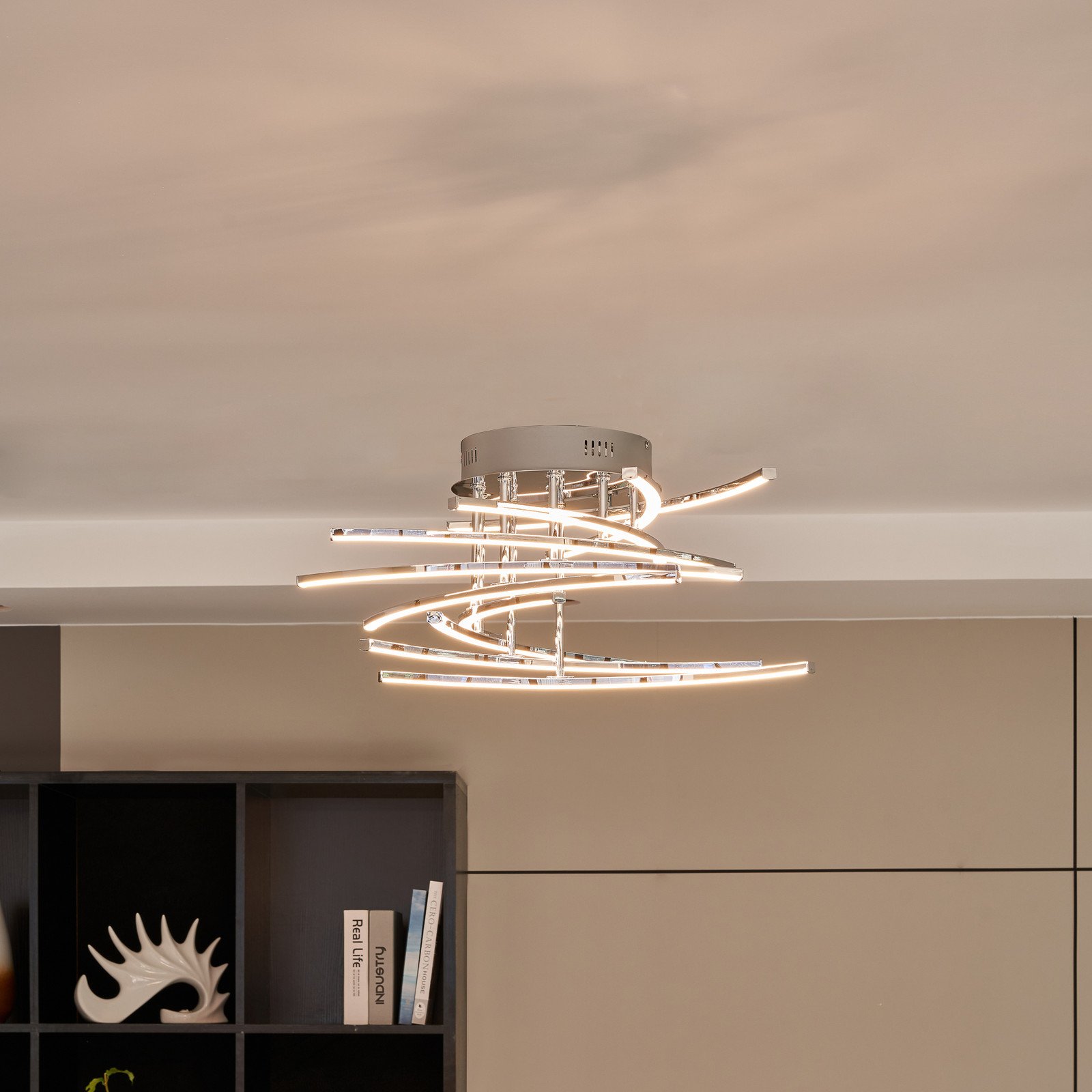 Lindby Flakira plafonieră LED 10 becuri crom - Camera de zi / sufragerie - Modern - crom alb - Metal