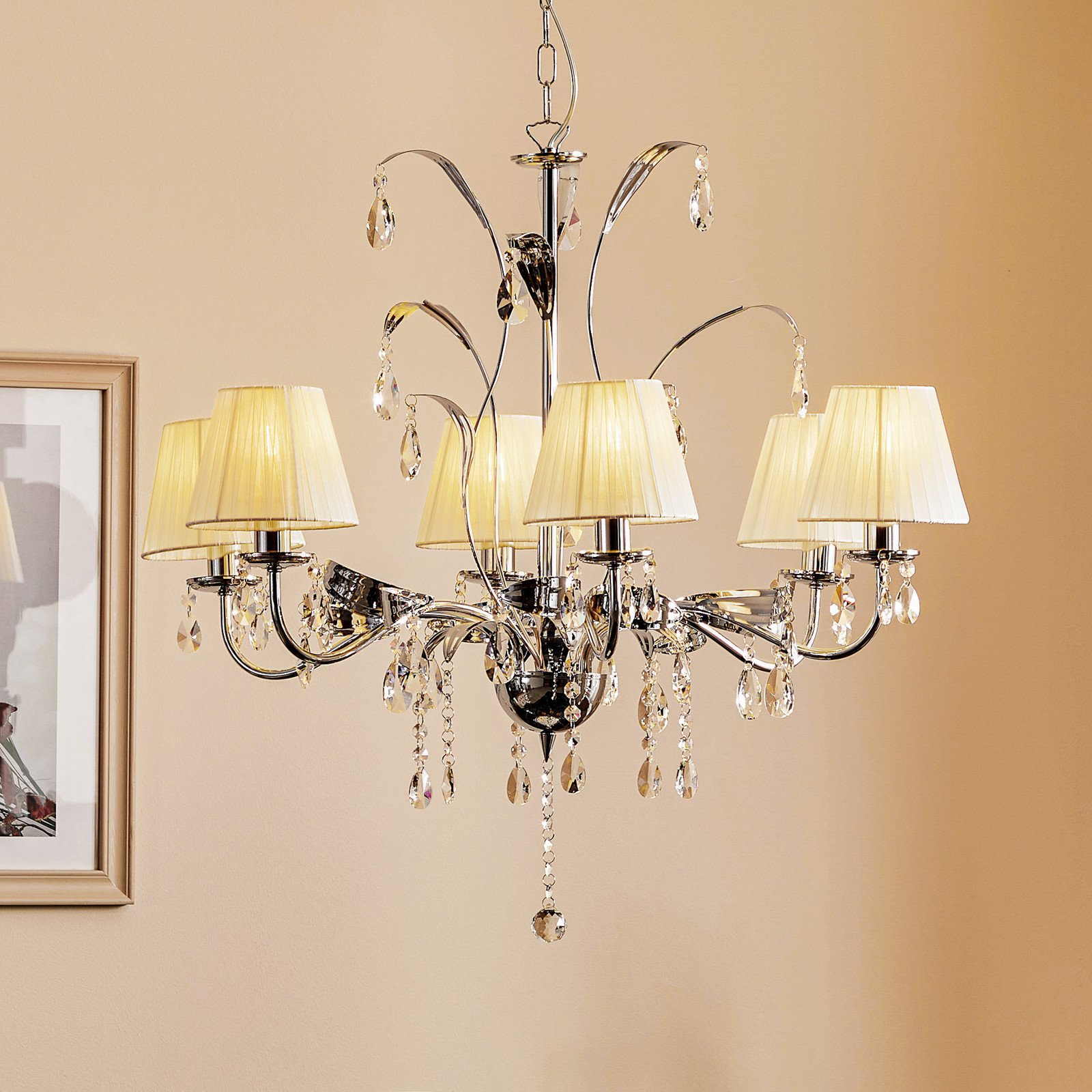 ONLI Candelabru Jacqueline 6 becuri alb - Camera de zi / sufragerie - crom alb transparent - Metal