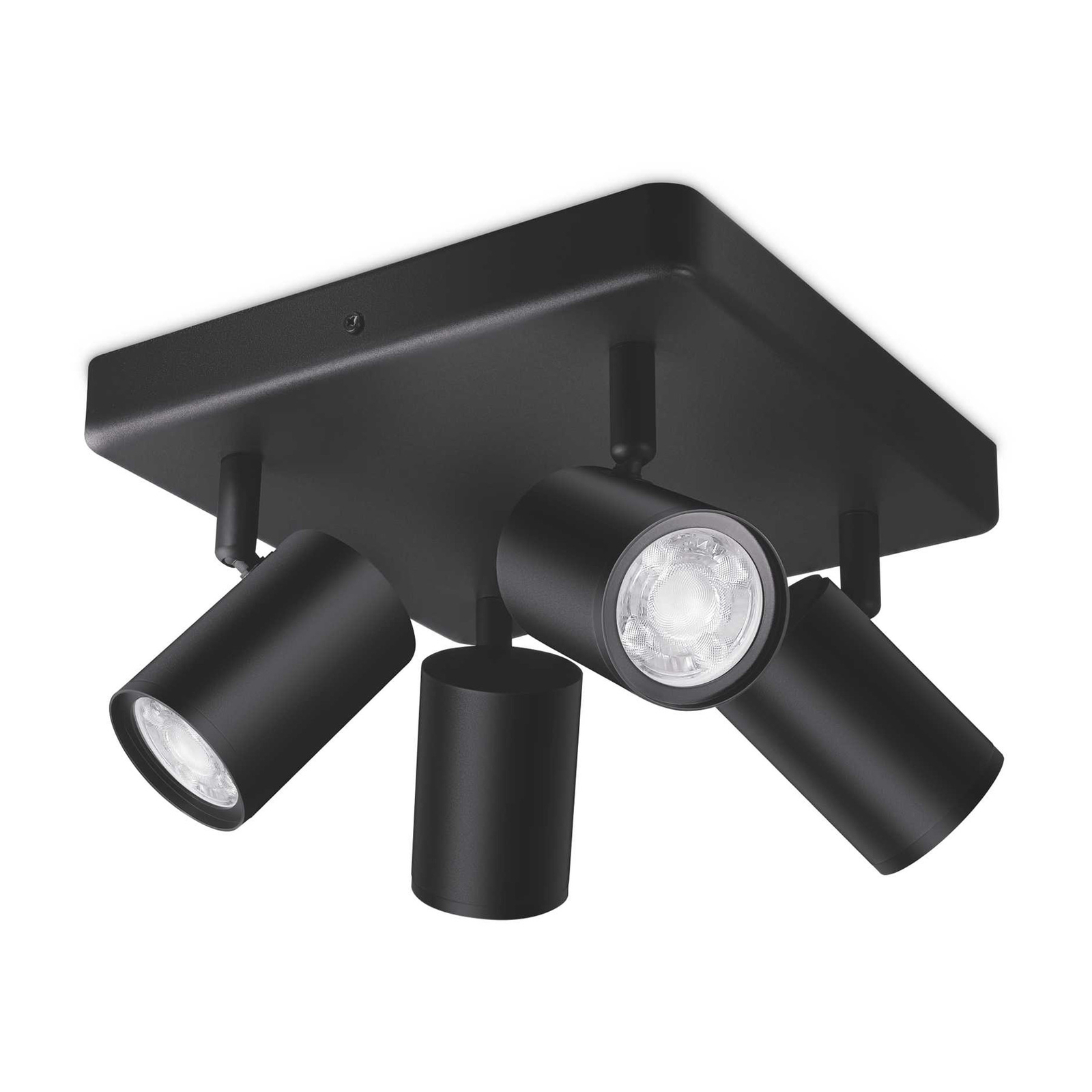 WiZ LED спот за таван Imageo, 4fl квадрат, черен