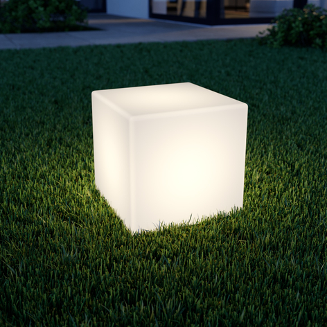 Terningformet LED-solcellelampe Ziva i hvitt