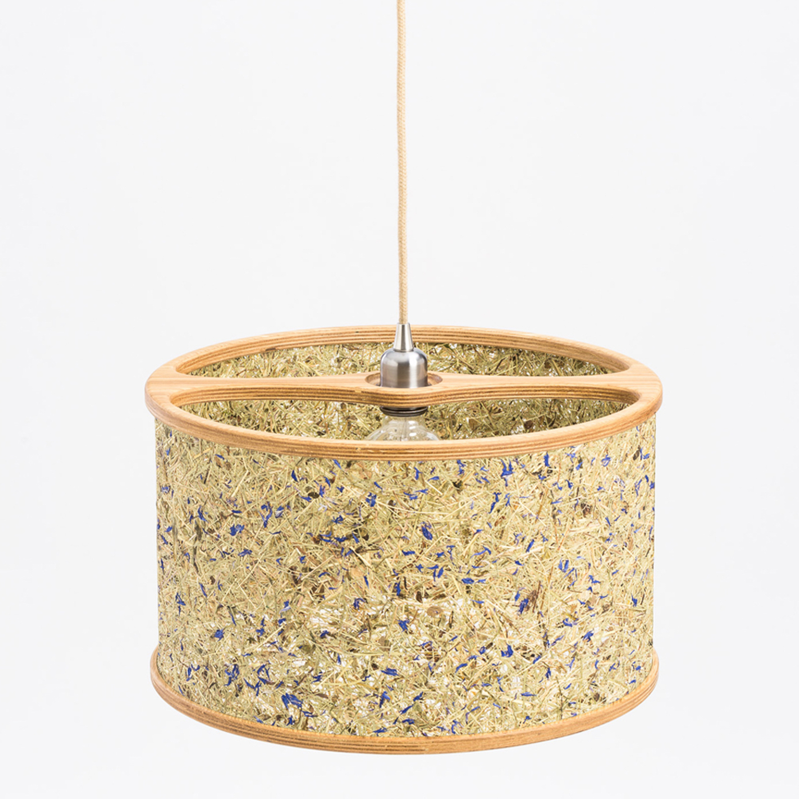 ALMUT 2610 pendant light Ø 45cm, oak wood and hay