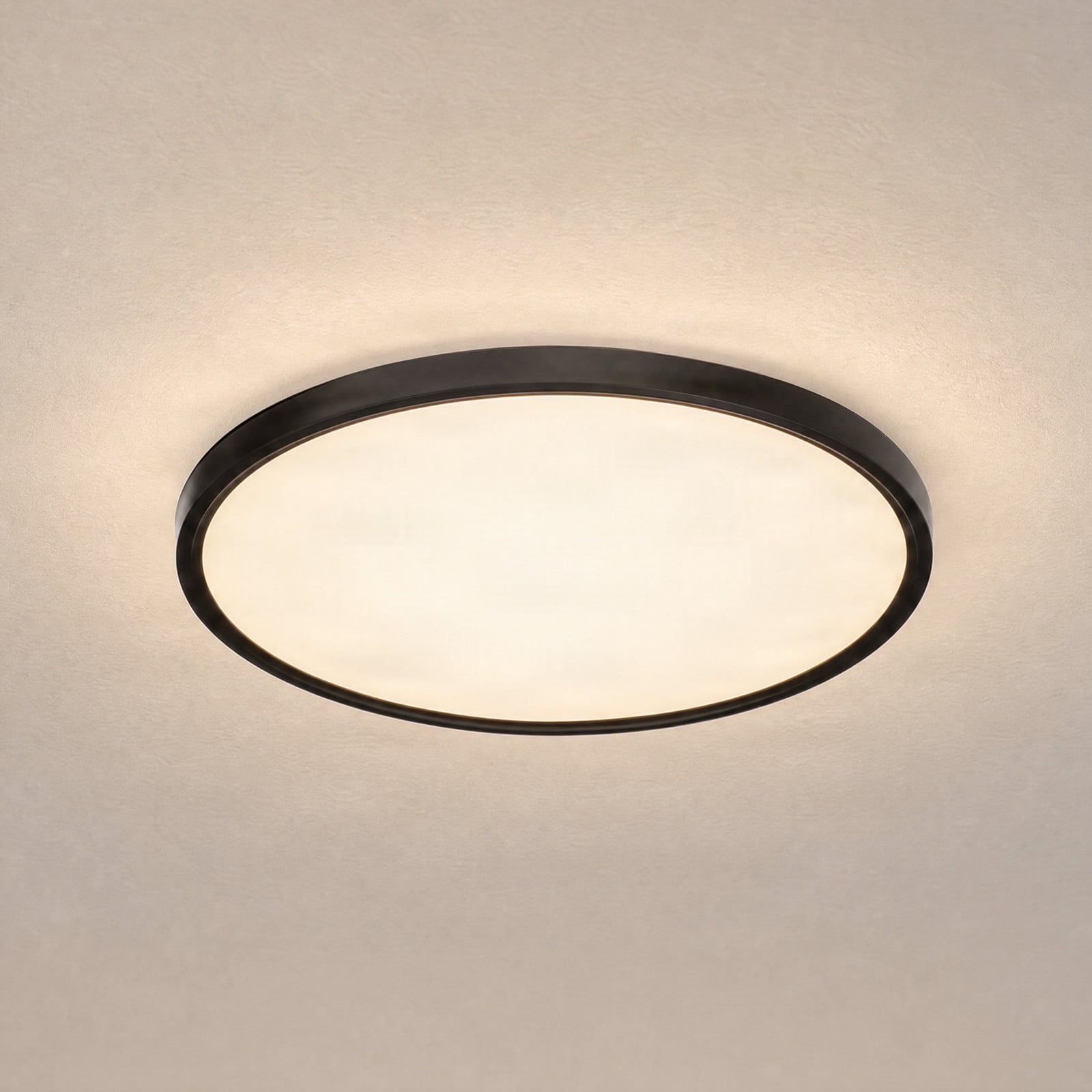 Lindby LED stropna svjetiljka Pravin, Ø 50 cm, 3.000 K, crna - Dnevni boravak/blagovaonica - Moderan - mat crna, bijela - Plastika