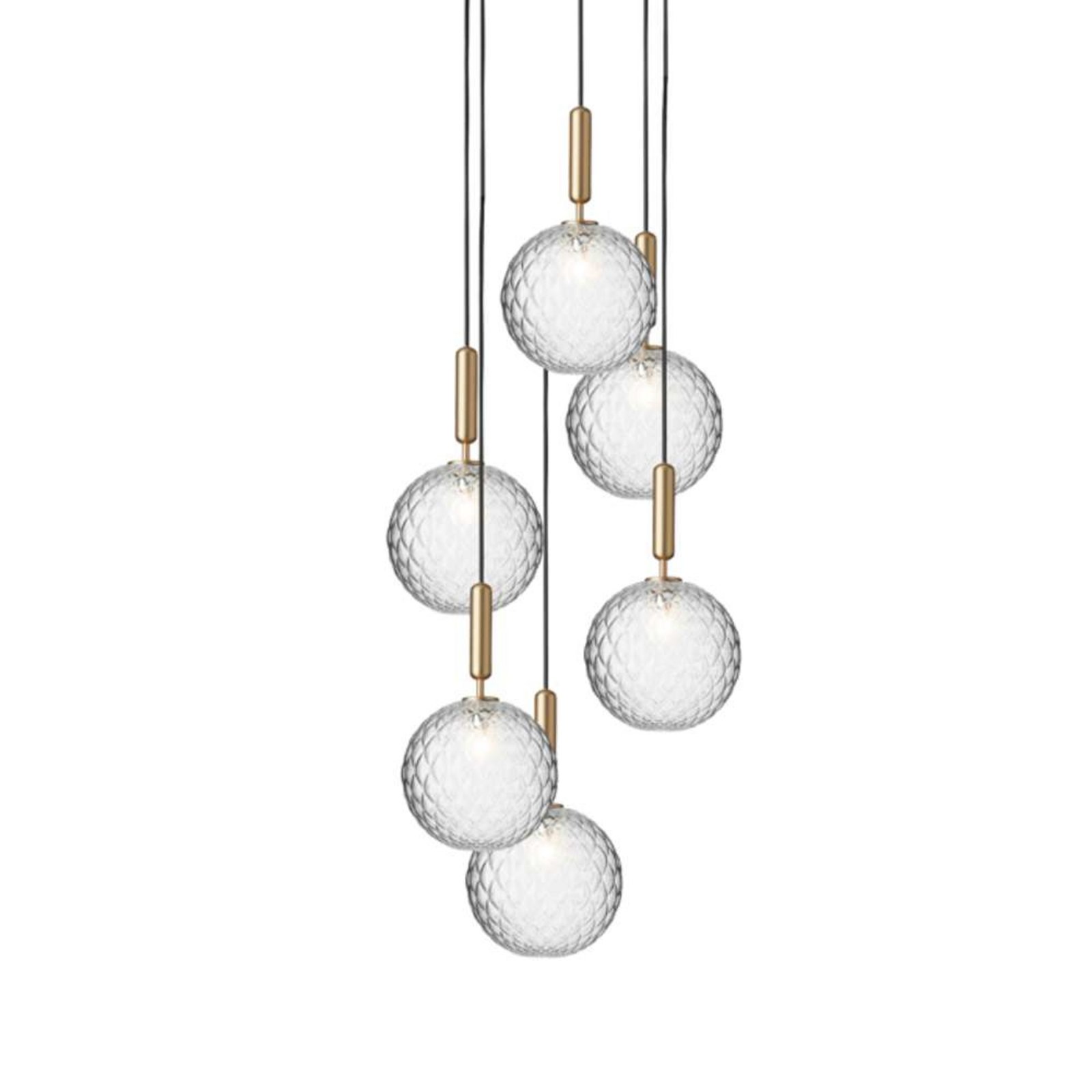 Miira 6 Chandelier Large Brass/Optic Clear - Nuura