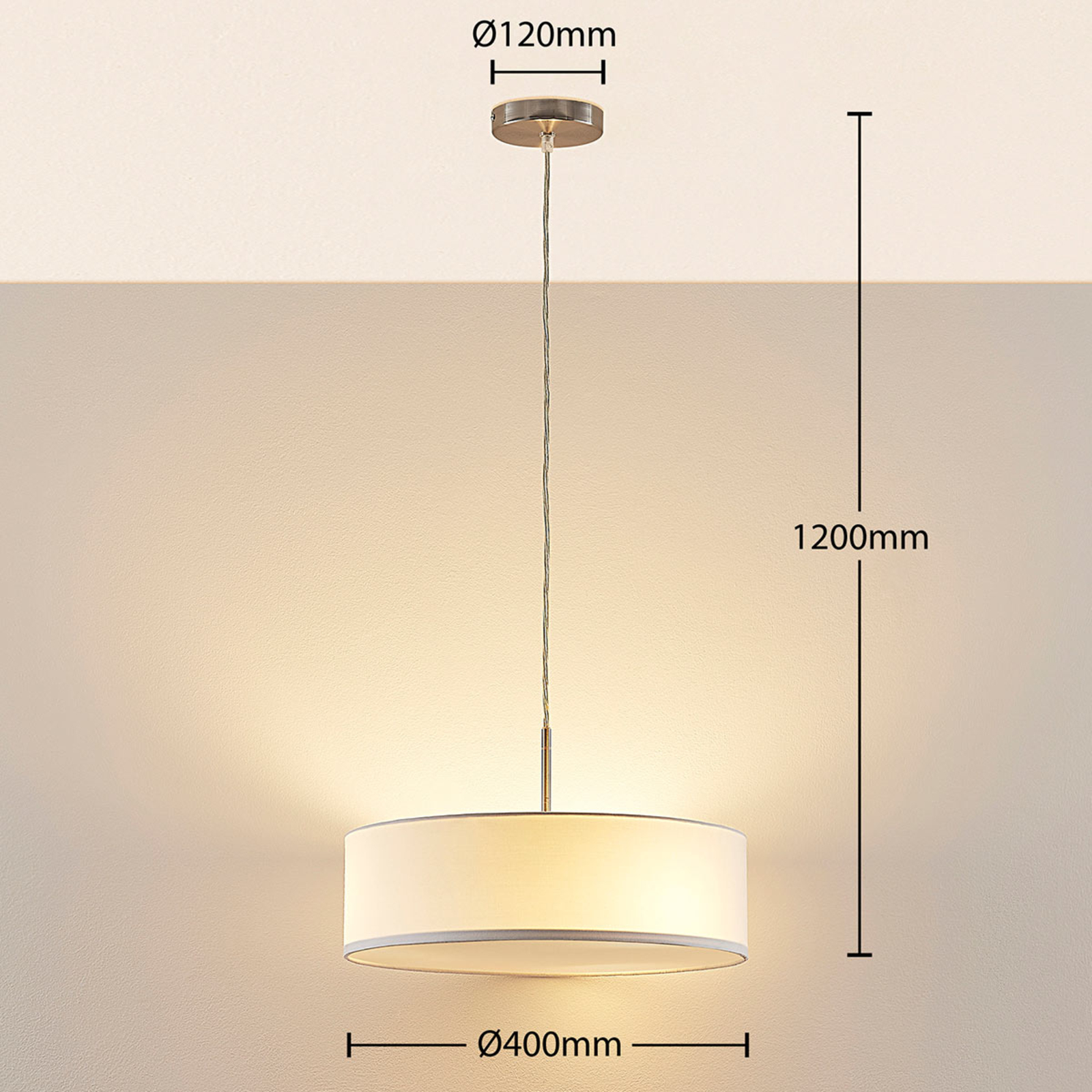 Závěsná lampa Sebatin, 40 cm, bílá