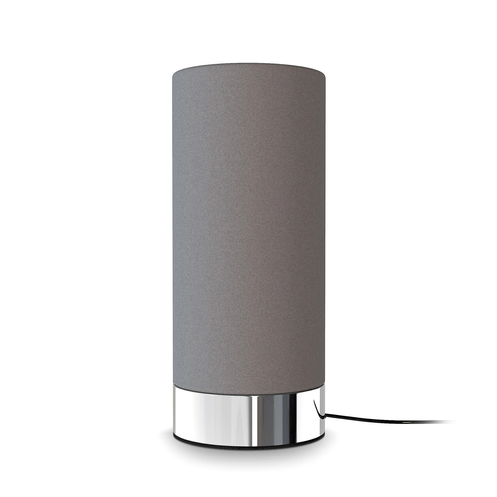 Lámpara de mesa Gloris, gris, textil, altura 24,4 cm, E14, atenuador