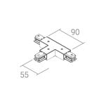 Ivela T-connector SQUARE 48 V, black, protective earth on left