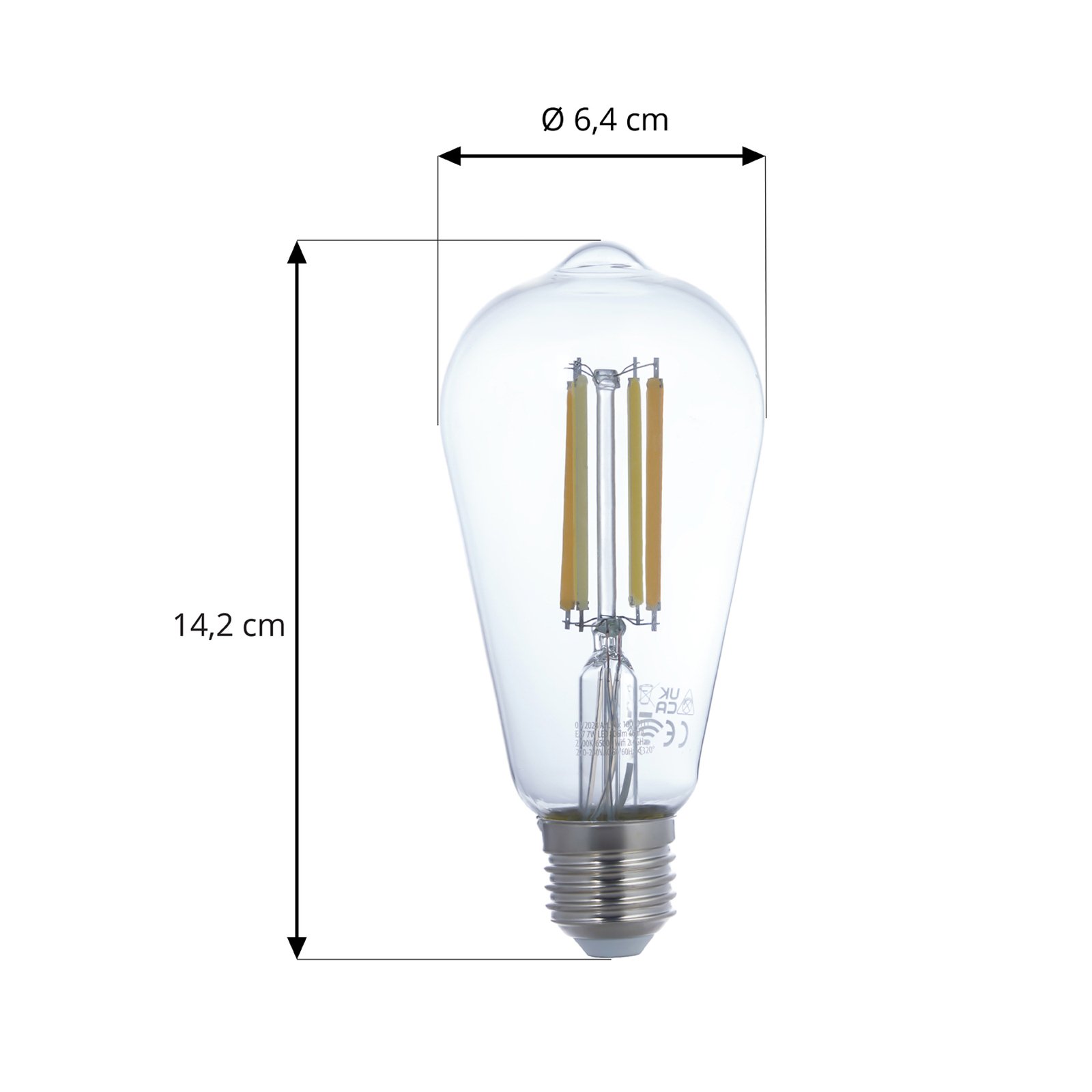 LUUMR Filamento LED intelligente, set di 2, E27, ST64, 7W, Tuya,