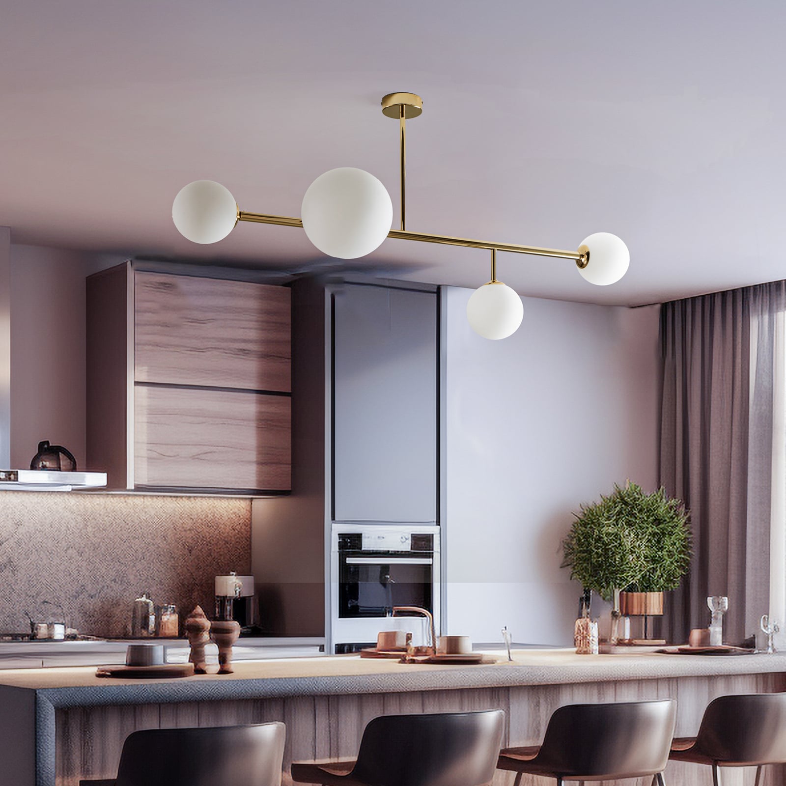 Lampa sufitowa Dione, w kolorze złotym, 4-punktowa – ALDEX