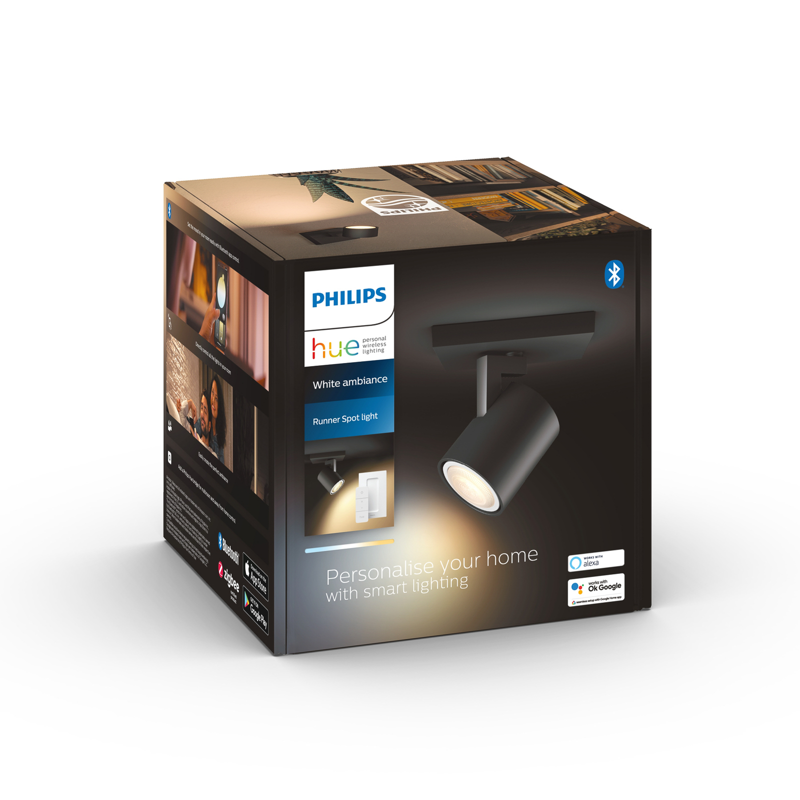 LED reflektor Philips Hue Runner, 1 světlo, stmívač, černý