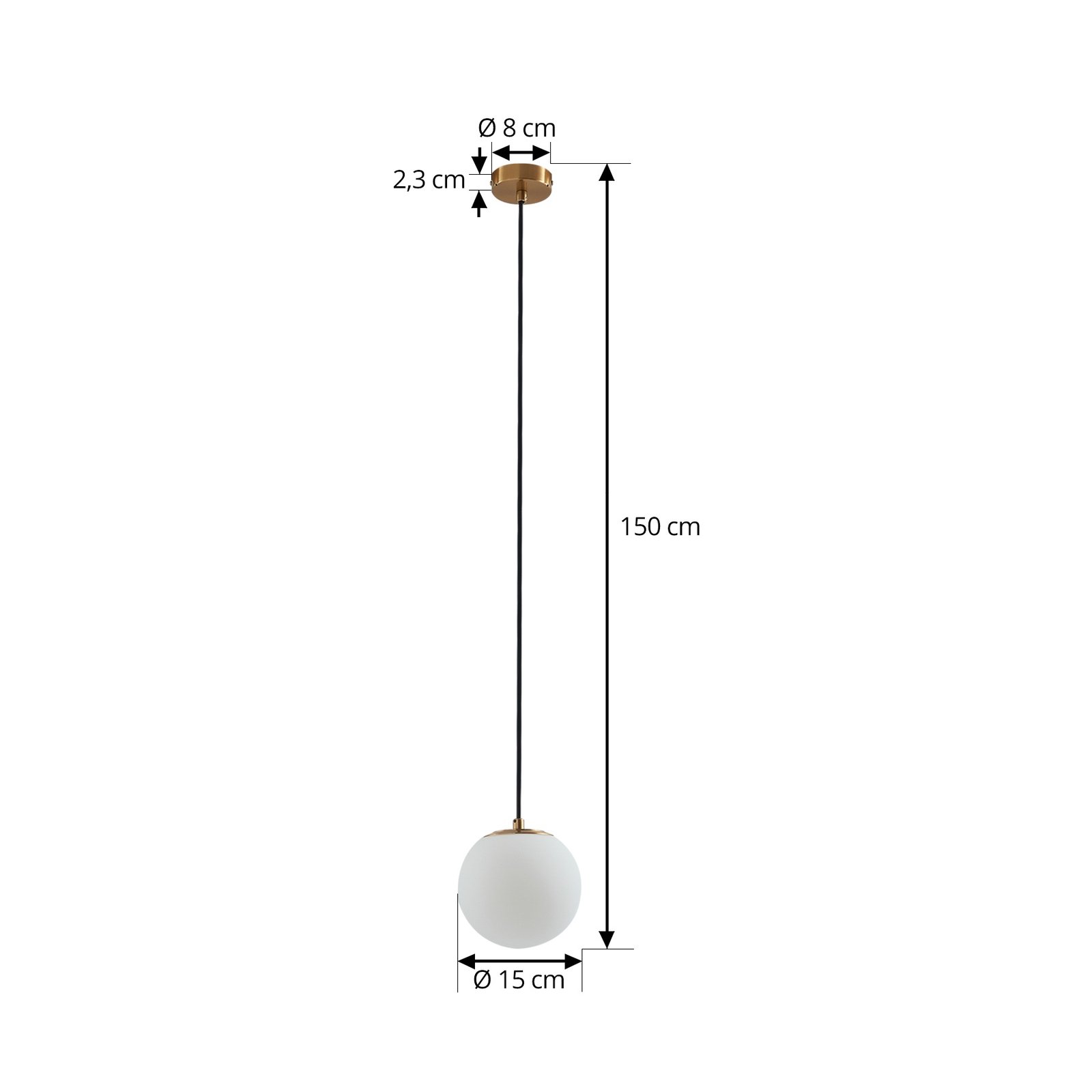 Lucande hængelampe Bidolo, messingfarvet, glas, 15 cm, IP44