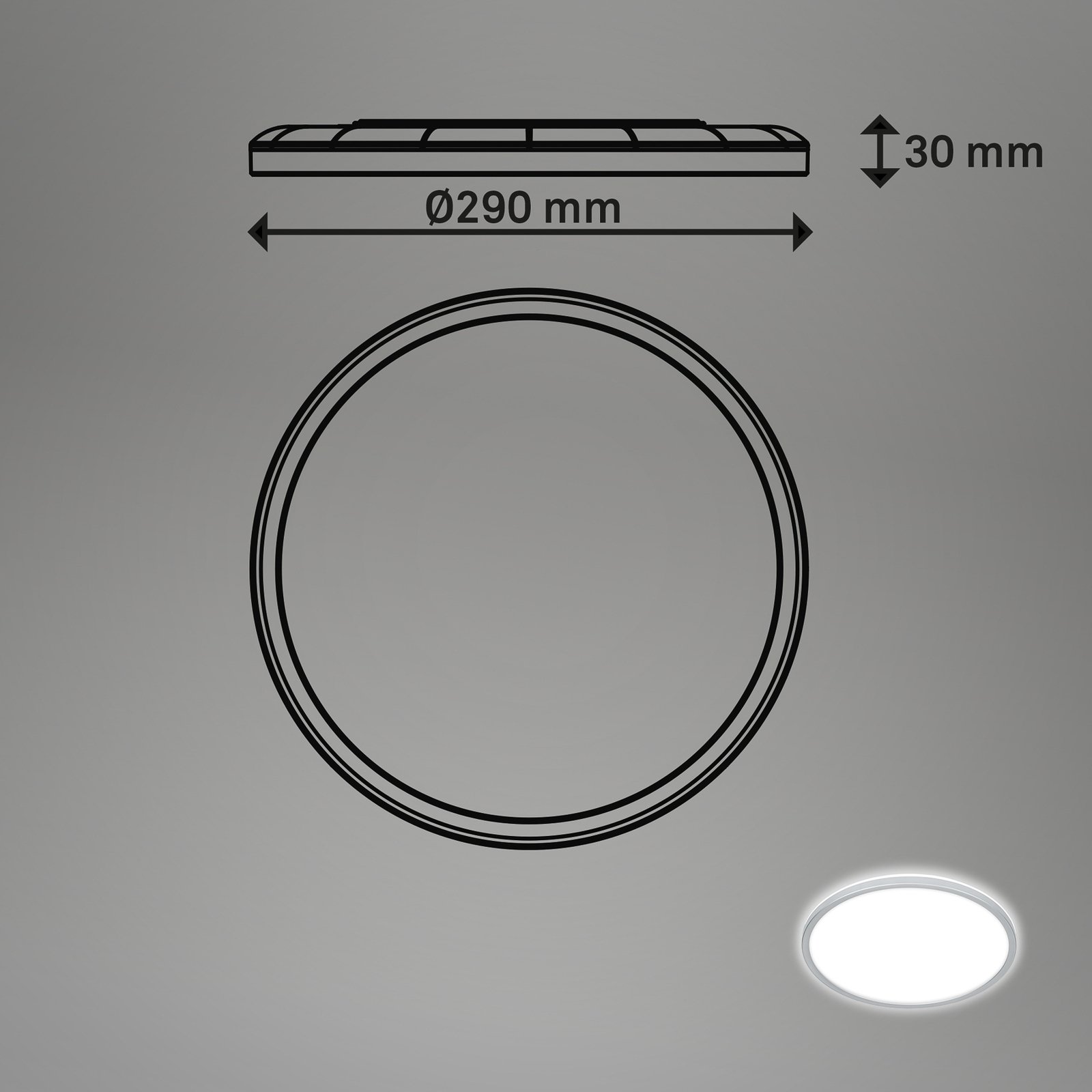 LED-Deckenlampe Pulap, chrom matt, Ø 29 cm, Kunststoff, IP44