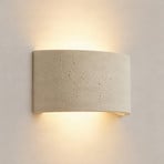 Lindby Wandleuchte Naike, beige, Travertin Optik, Gips, 15cm