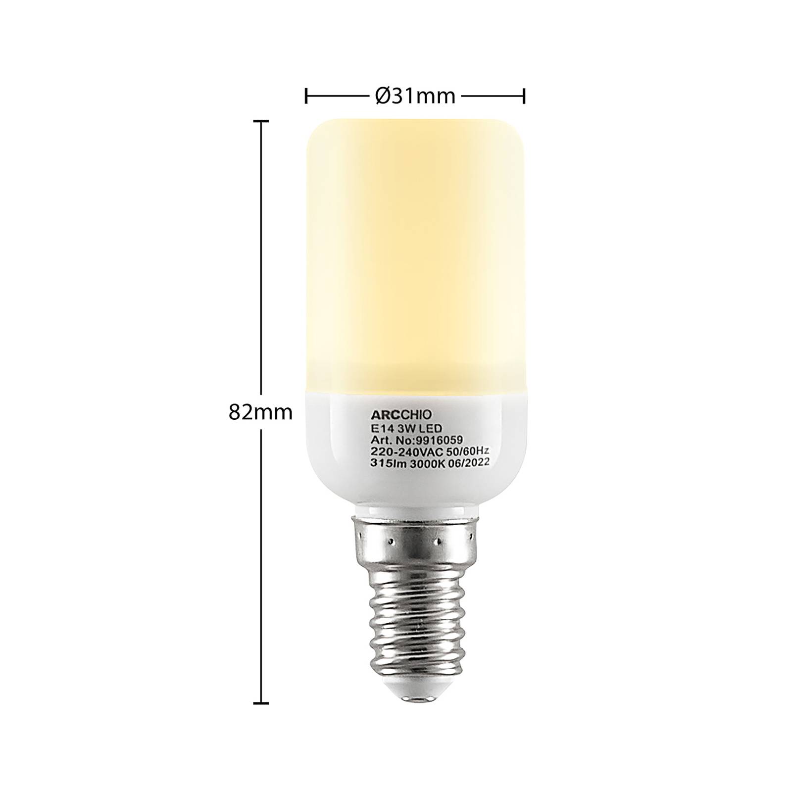 Arcchio LED-lampa i rörform E14 3W 3 000 K