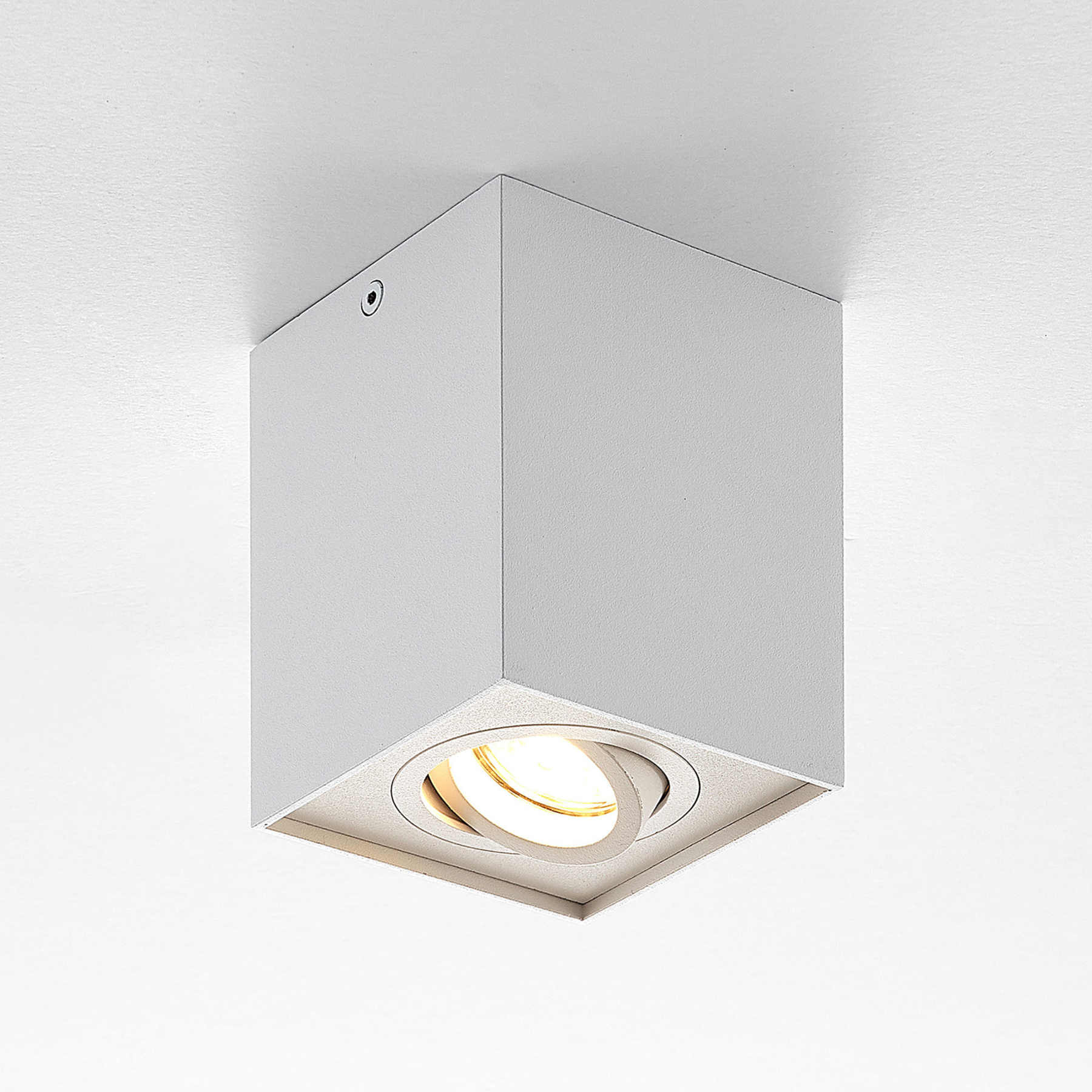 ELC Aleena downlight, adjustable, angular, white, for Living / Dining Room, aluminium, metal, GU10, 50 W, energy efficiency: A++, L: 9.7 cm, W: 9.7 cm, H: 12.6 cm