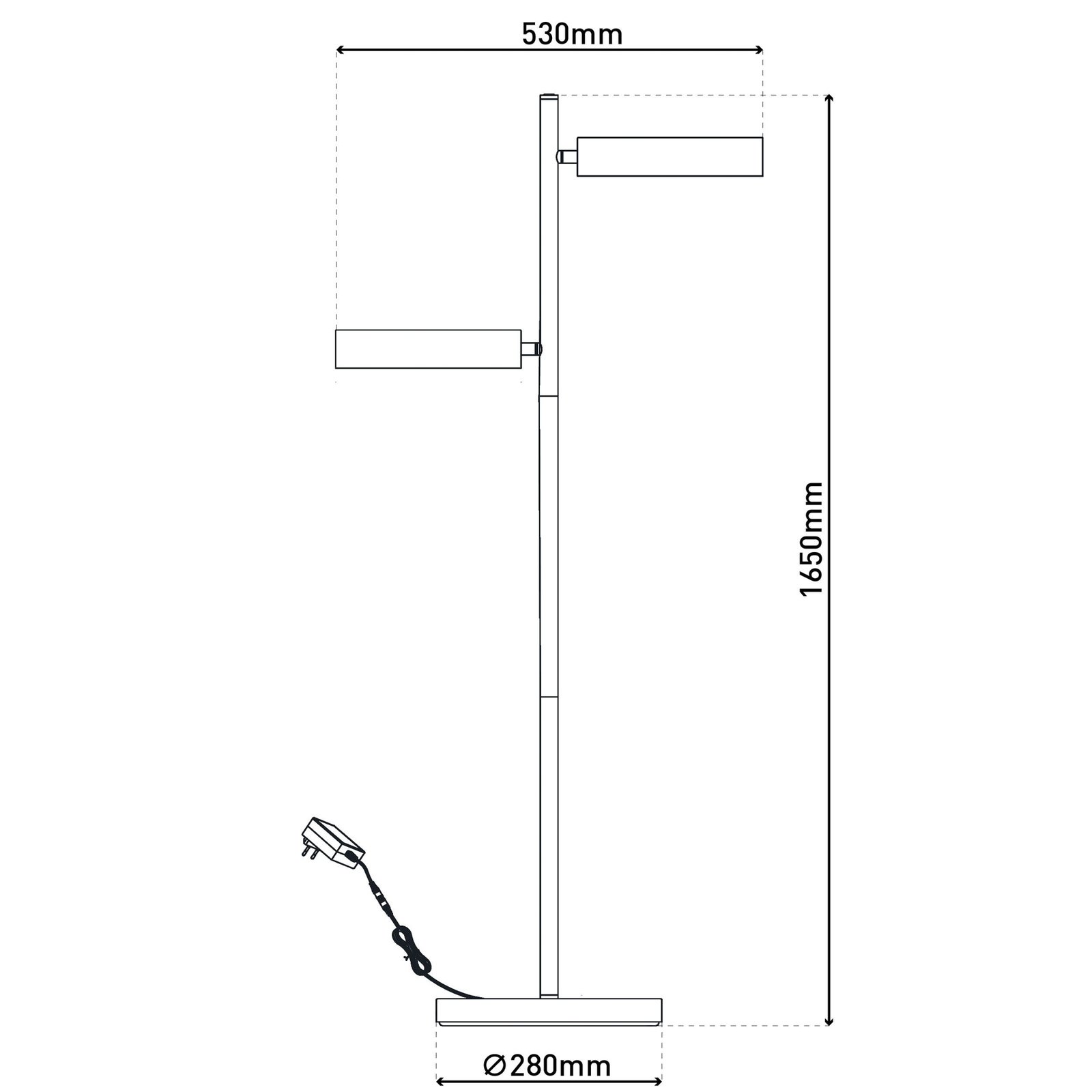 LED stojacia lampa Tessa čierna/béžová 165 cm Touchdim CCT 2 svetlá.