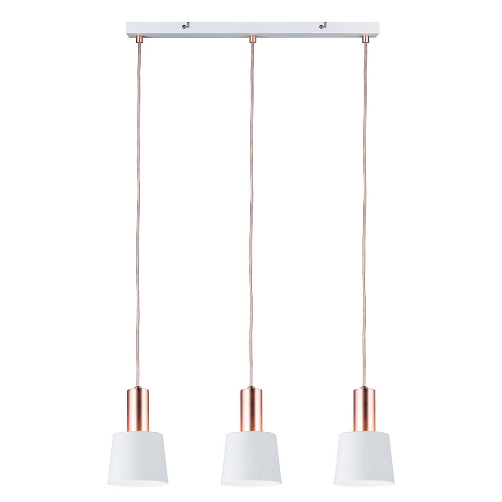 Neordic Pendelleuchte Haldar E14 max 3x20W Weiß Kupfer matt dimmbar Metall
