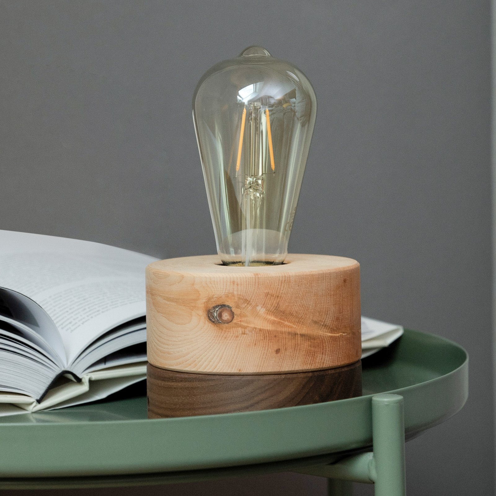 ALMUT 0239 table lamp sustainable pine/walnut
