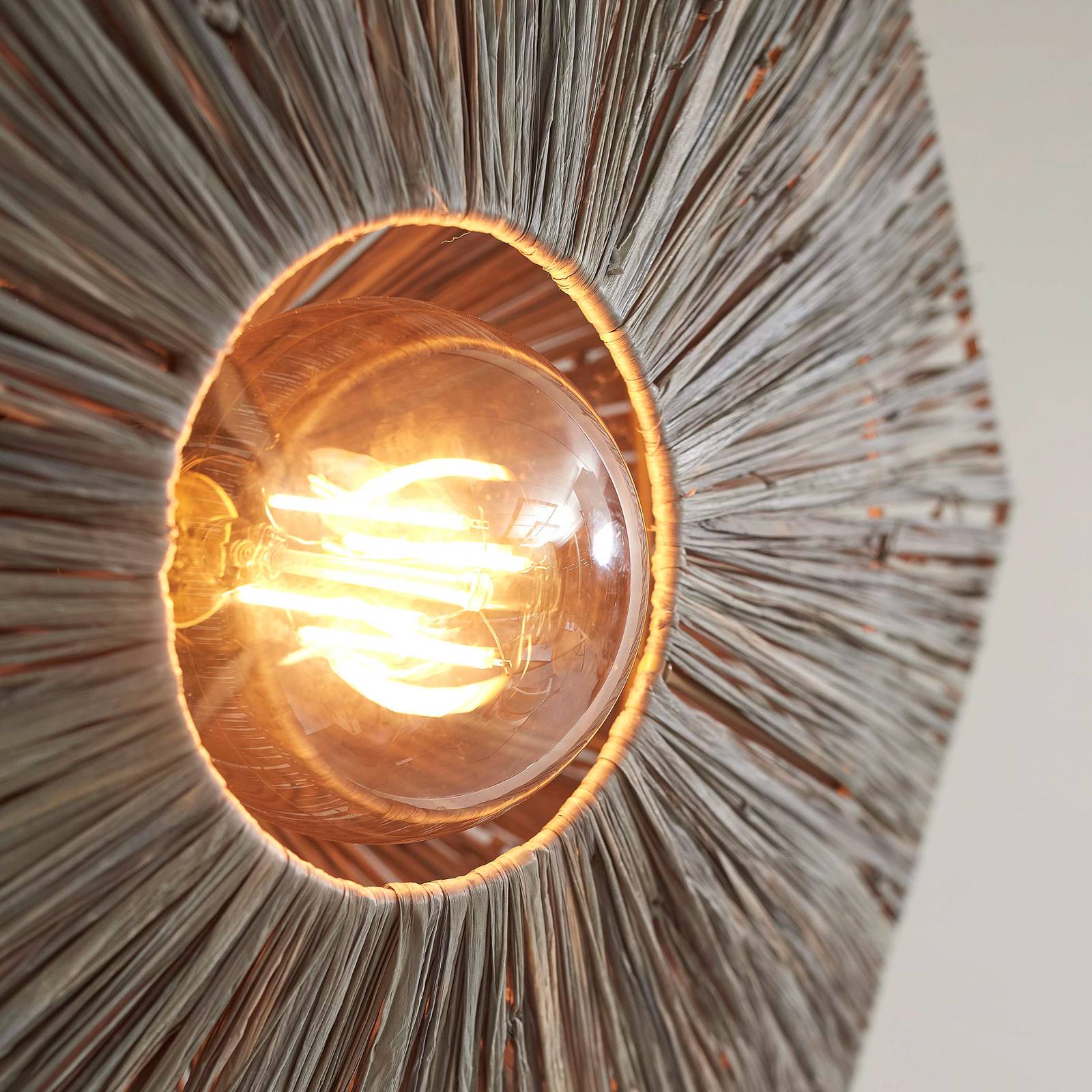 Lampa sufitowa Good & Mojo Panama, ciemnoszara, Ø 45 cm, rafia