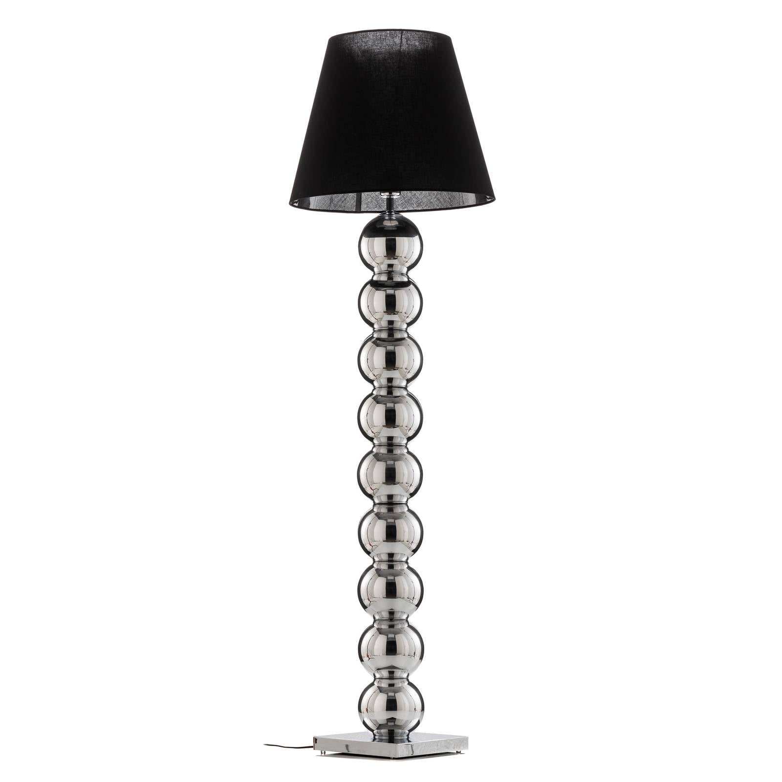 Textil-Stehlampe Fulda, Schirm schwarz, Fuß chrom