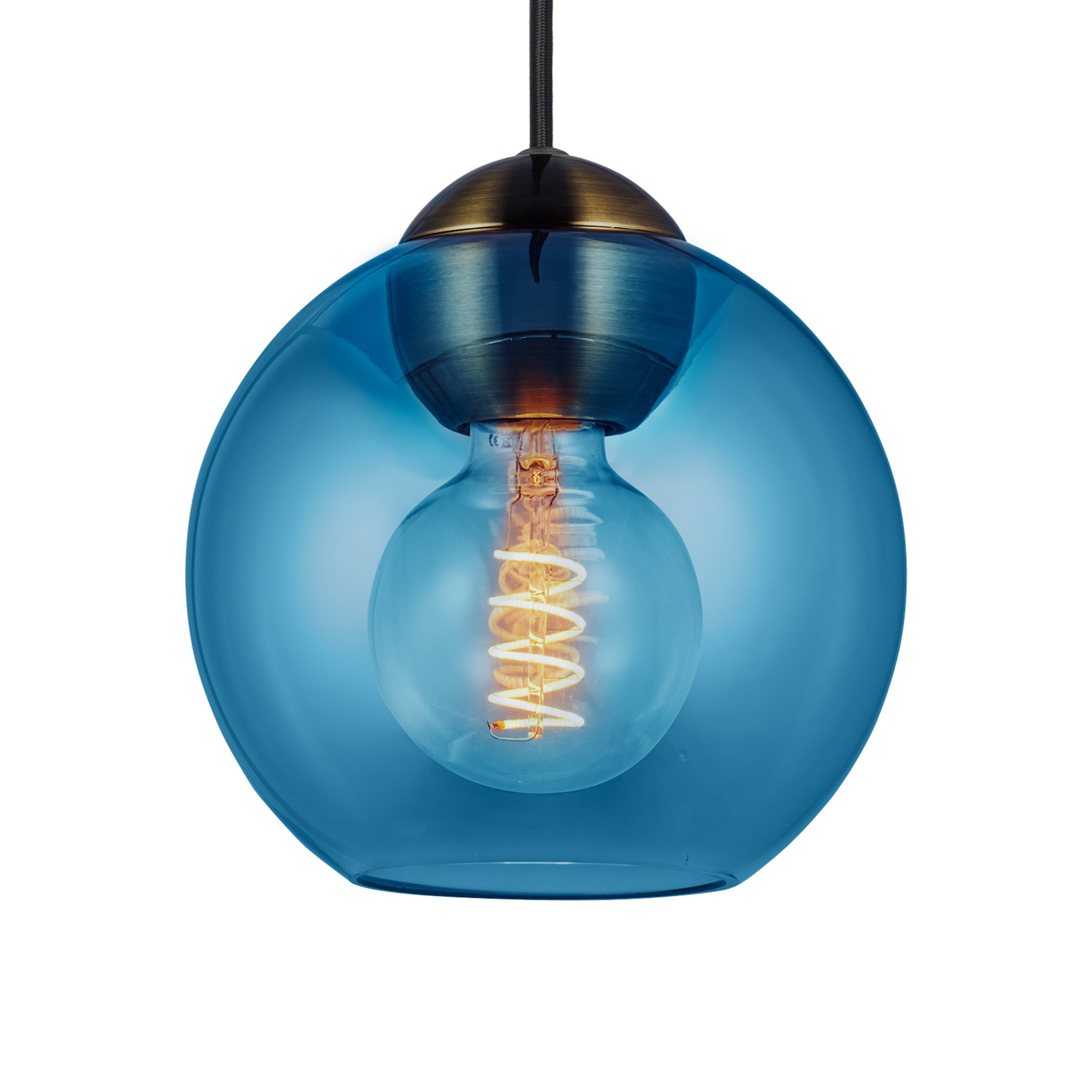 Lámpara colgante BUBBLES, azul, Ø 18 cm, cristal, E27 - Halo Design