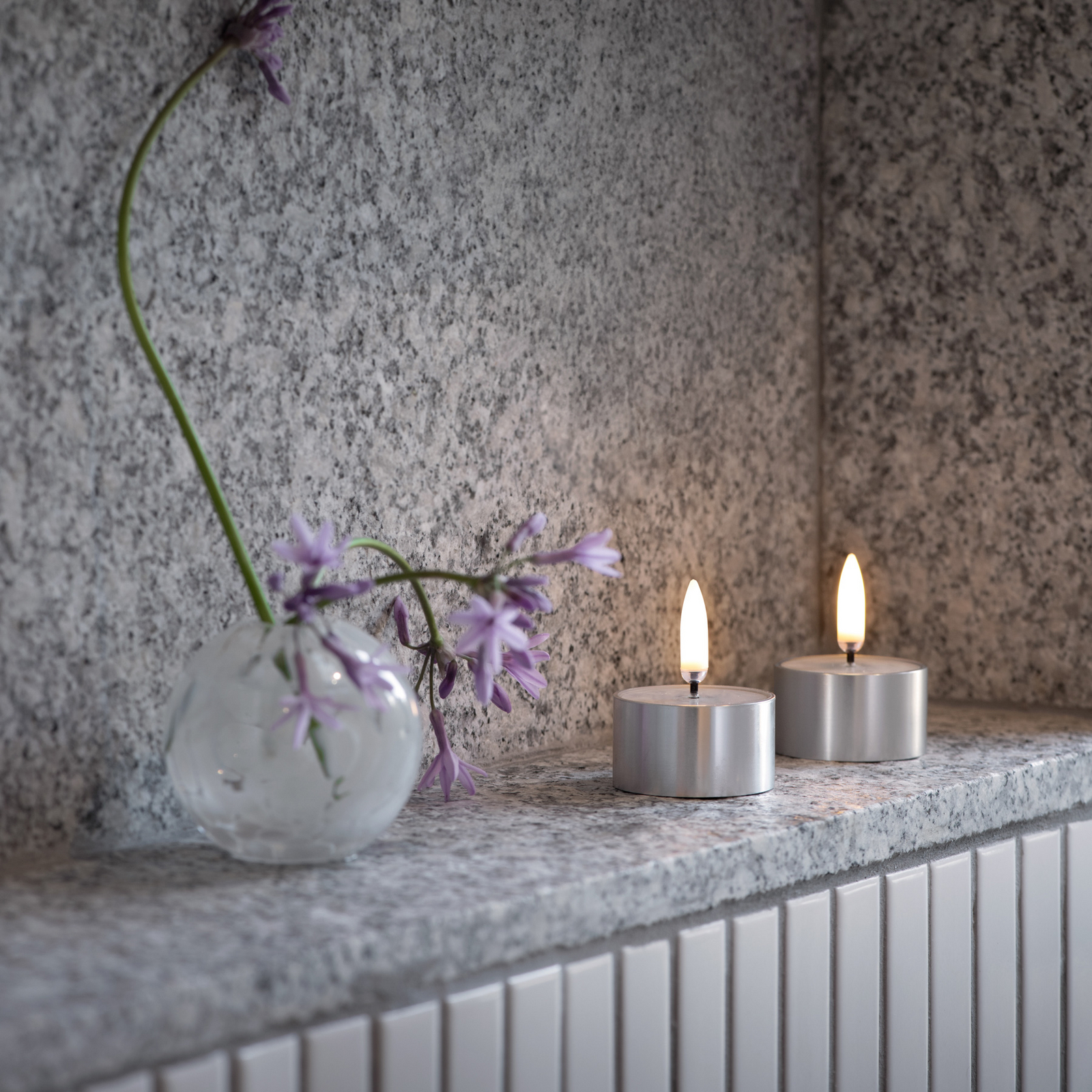 MELTED LED-blockljus, 2-pack, silver, Ø 4,1 cm – Uyuni Lighting