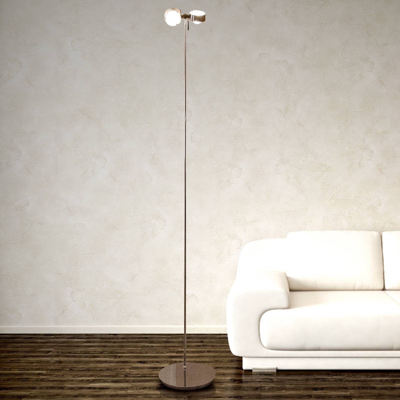 E-shop Flexibilná stojacia lampa PUK FLOOR, matný chróm, 2 svetlá.