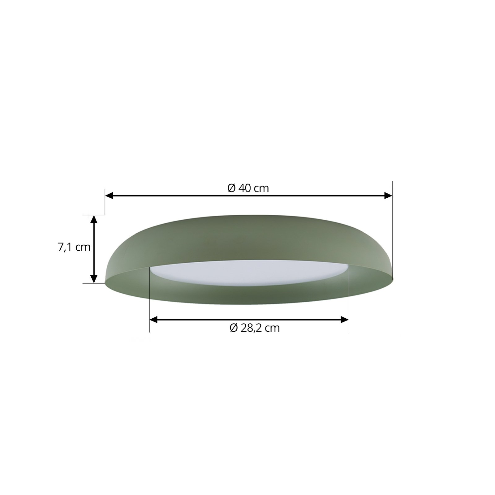 Lindby Plafonnier LED Florie, vert clair, PC, Ø 40 cm