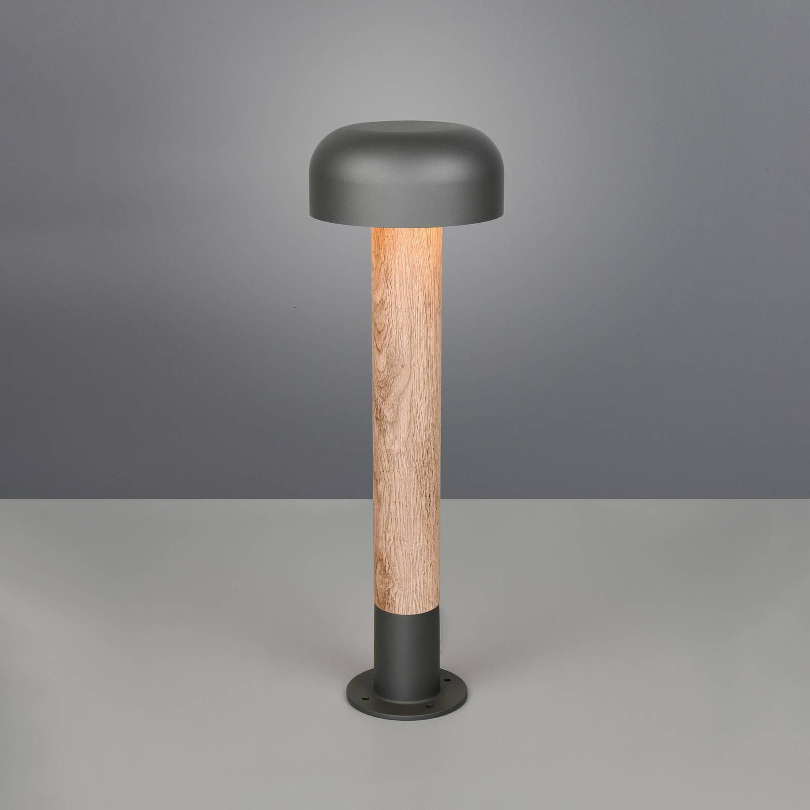 Wegeleuchte Fraser, grau/Holzoptik, Alu, IP54, Höhe 84,5 cm günstig online kaufen