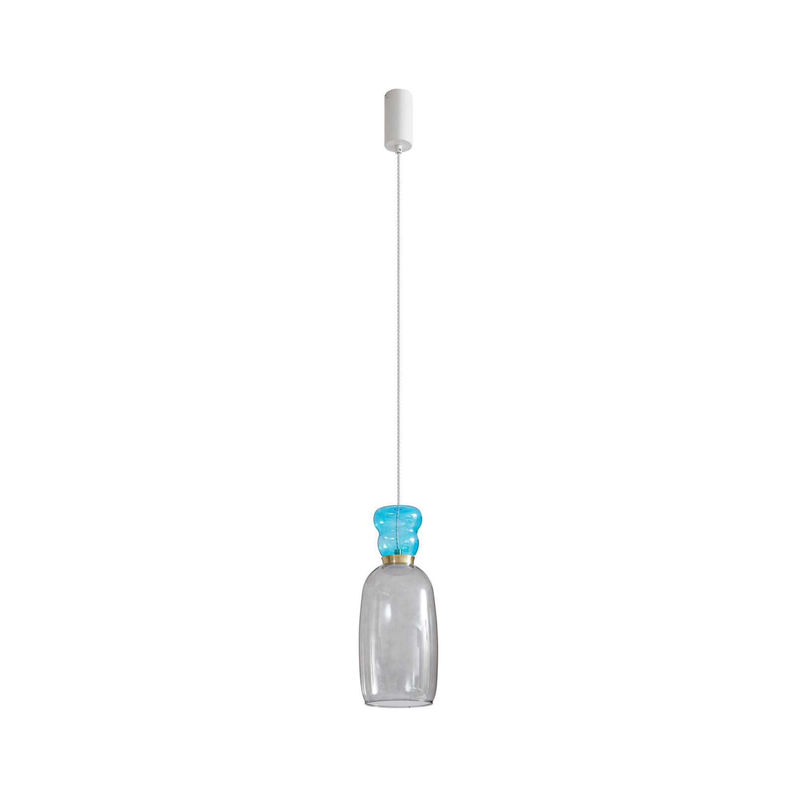 Lucande Candeeiro de suspensão LED Fay, cinzento claro/azul claro, vidro,