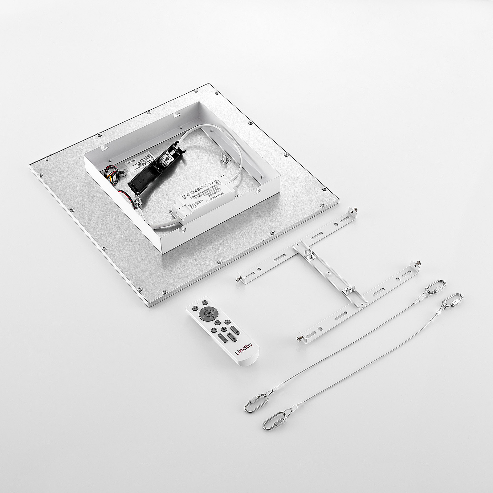 Lindby Kjetil-LED-kattopaneeli, app RGB 40 x 40 cm