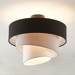 Lámpara de techo Lindby Coria, negro/gris/blanco, Ø 40 cm, E27