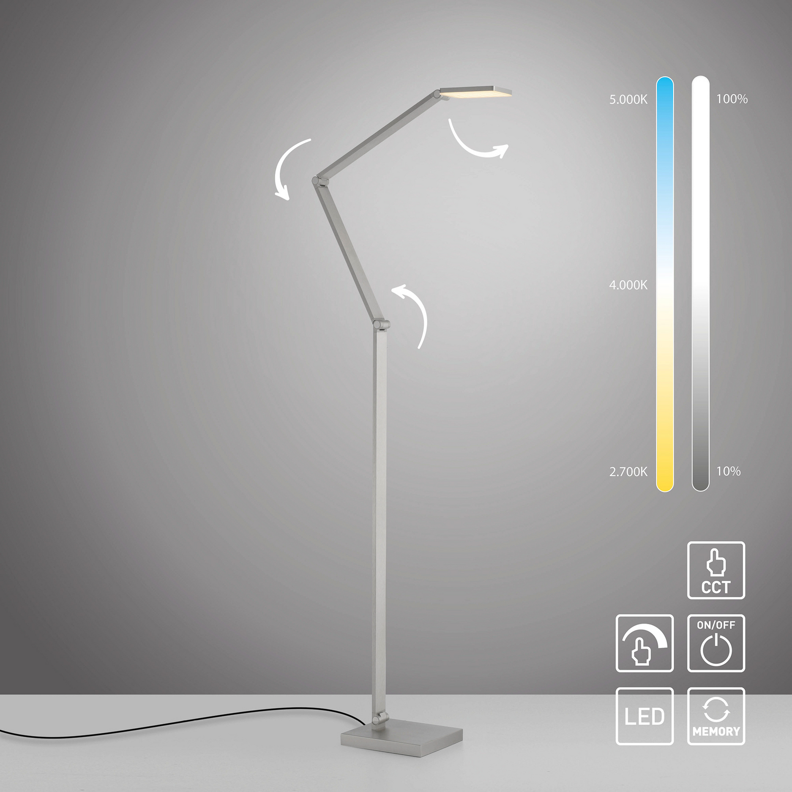 LED stovinis šviestuvas „SAMSKY“, plieninis, aukštis 161 cm, metalinis LED stovinis šviestuvas „SAMSKY“, plieninis, aukštis 161 cm, metalinis