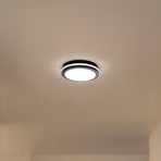 Marlon LED ceiling light, Ø 22 cm, black, plastic, IP54