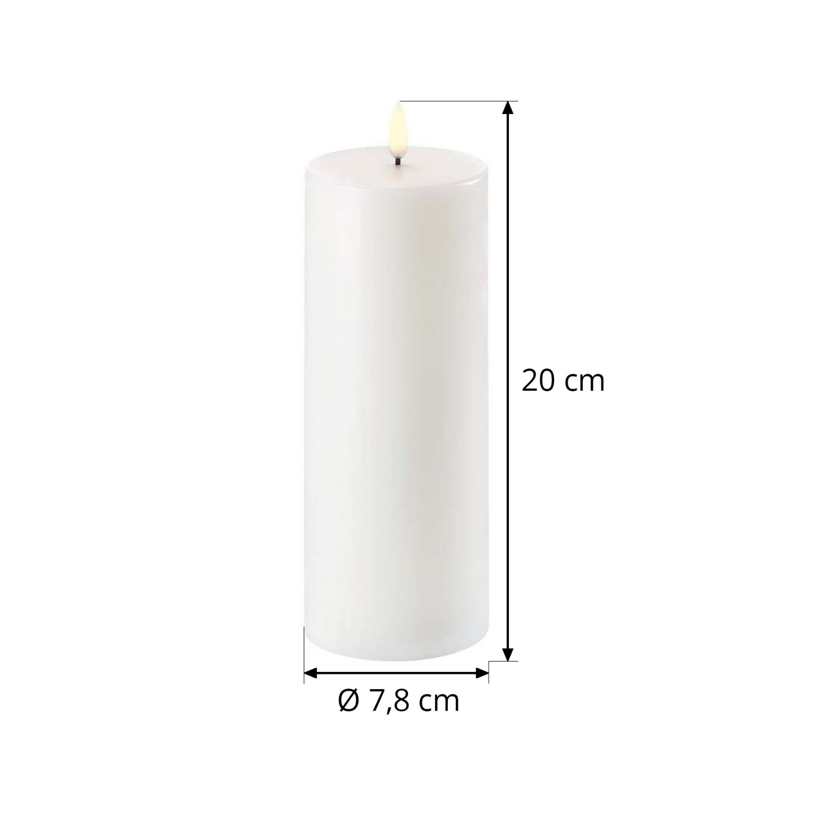 Pillar Candle LED 7,8x20 cm Nordic White - Uyuni Lighting