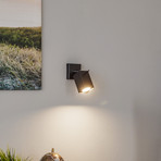 Square wall spotlight, black, one-bulb