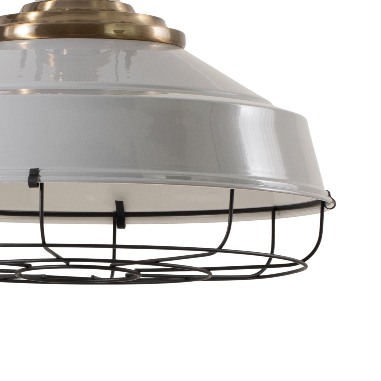 Lampada a sospensione Astel, grigio, Ø 41 cm, metallo, dettaglio in ottone