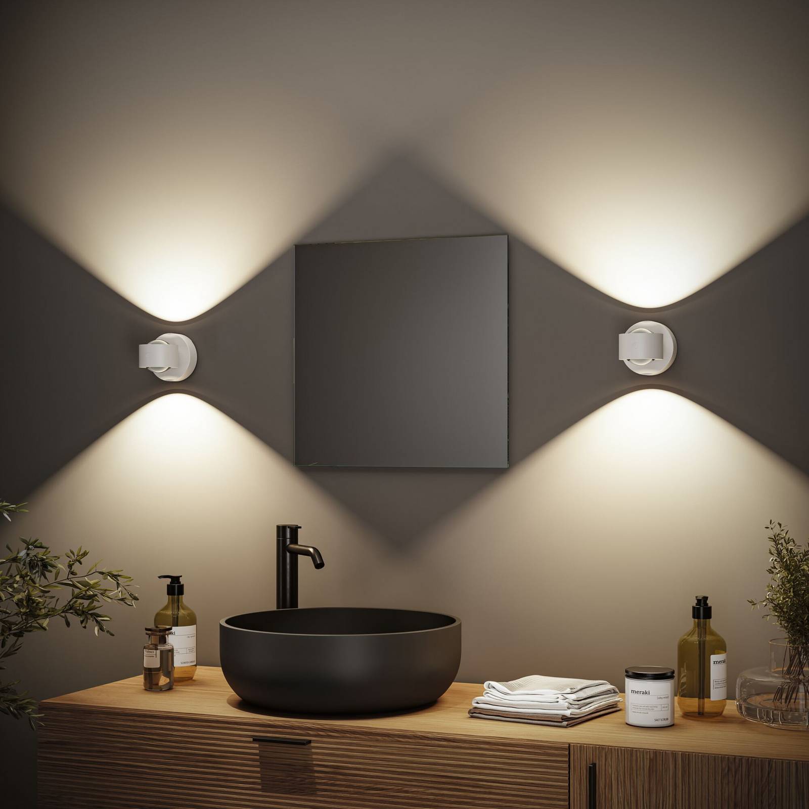 Kinkiet zewnętrzny LED na baterię Zorik, biały, 10 cm, IP44, ściemniany