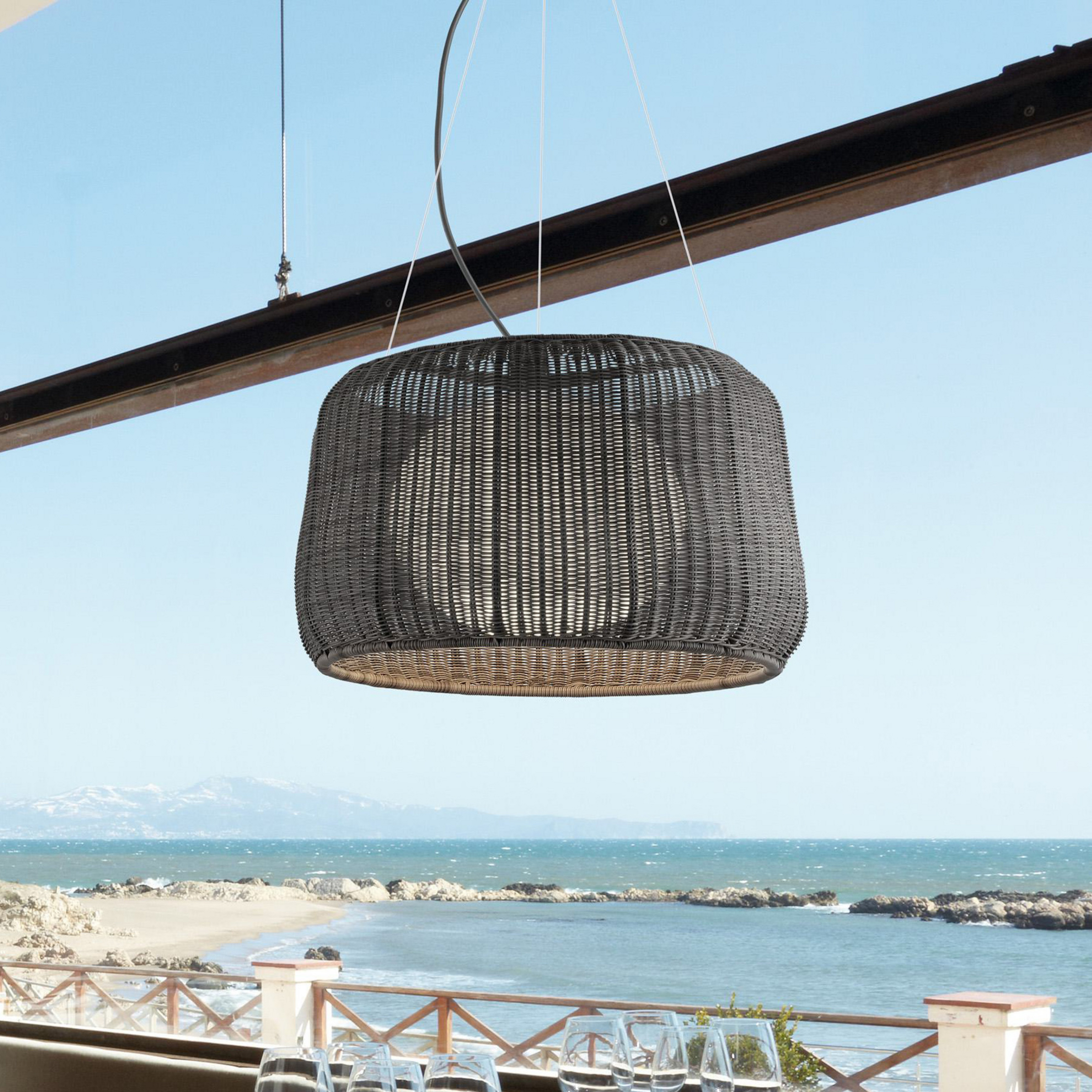 Bover suspension d'extérieur Fora 90, brun graphite/brun, E27